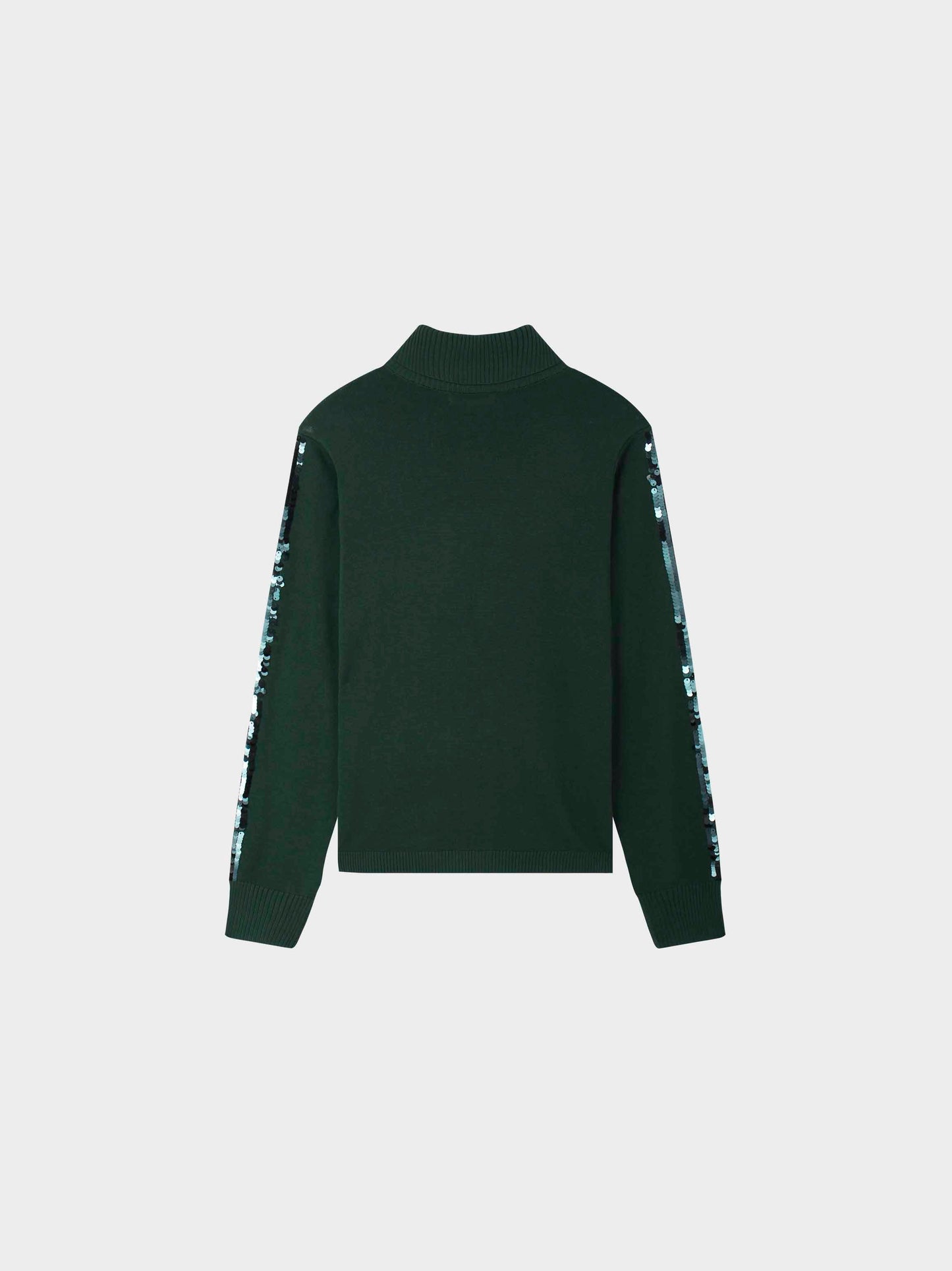 Sequin Trim Sweater-Green-2