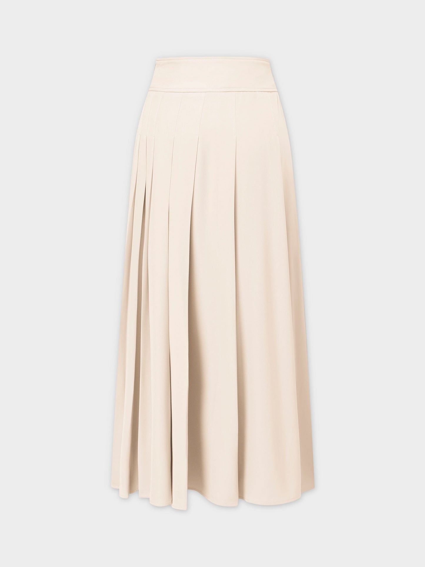 Yoke Pleated Skirt 37"-Ivory-1