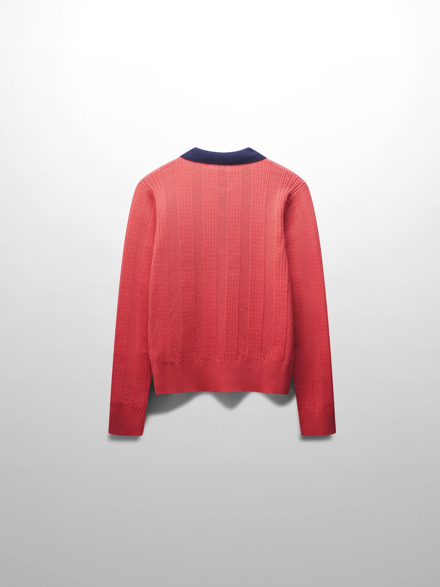 Knit Detail Collar Sweater-Fuchsia/Navy-2
