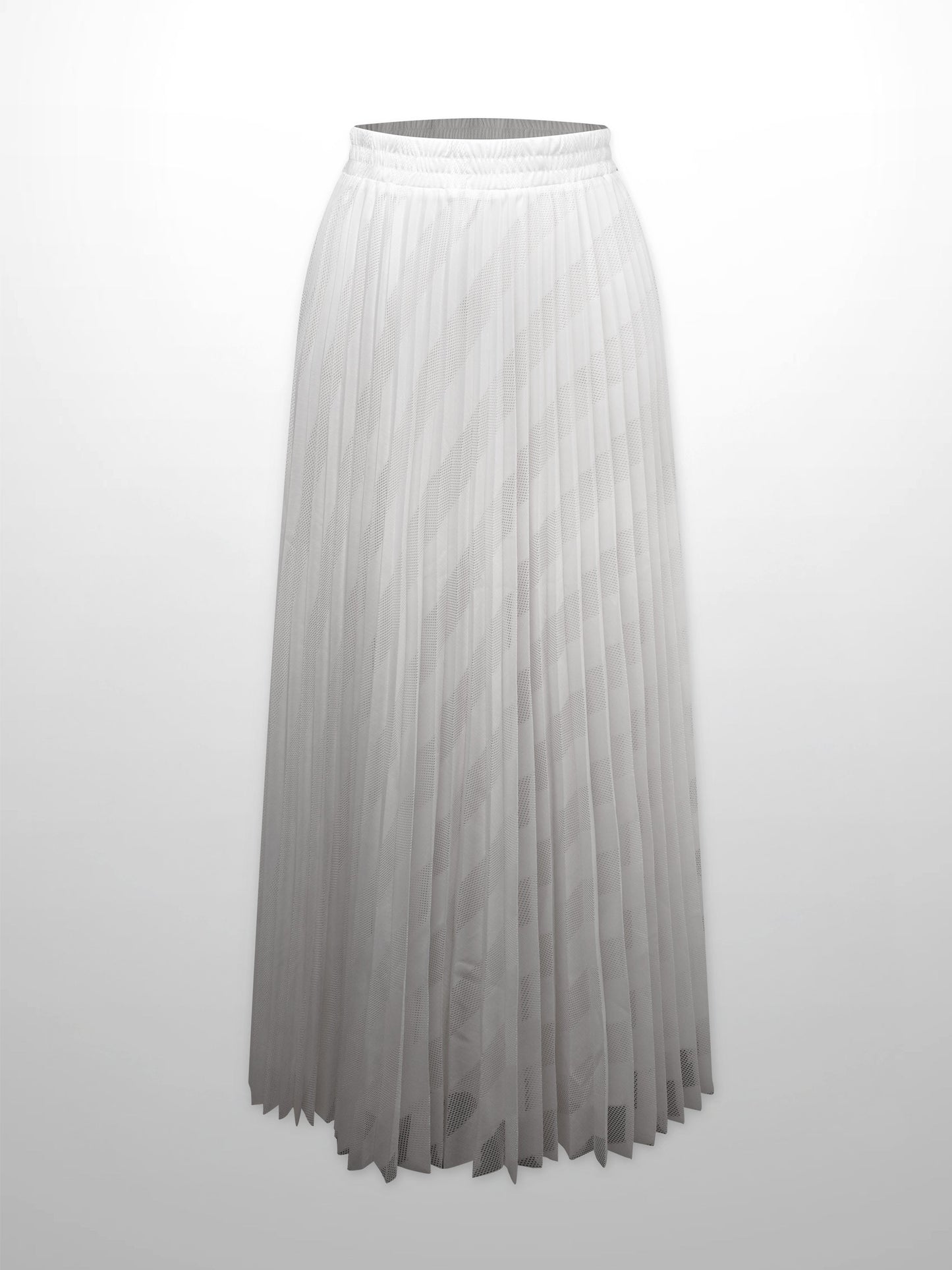 Perforated Pleated Skirt-White-1