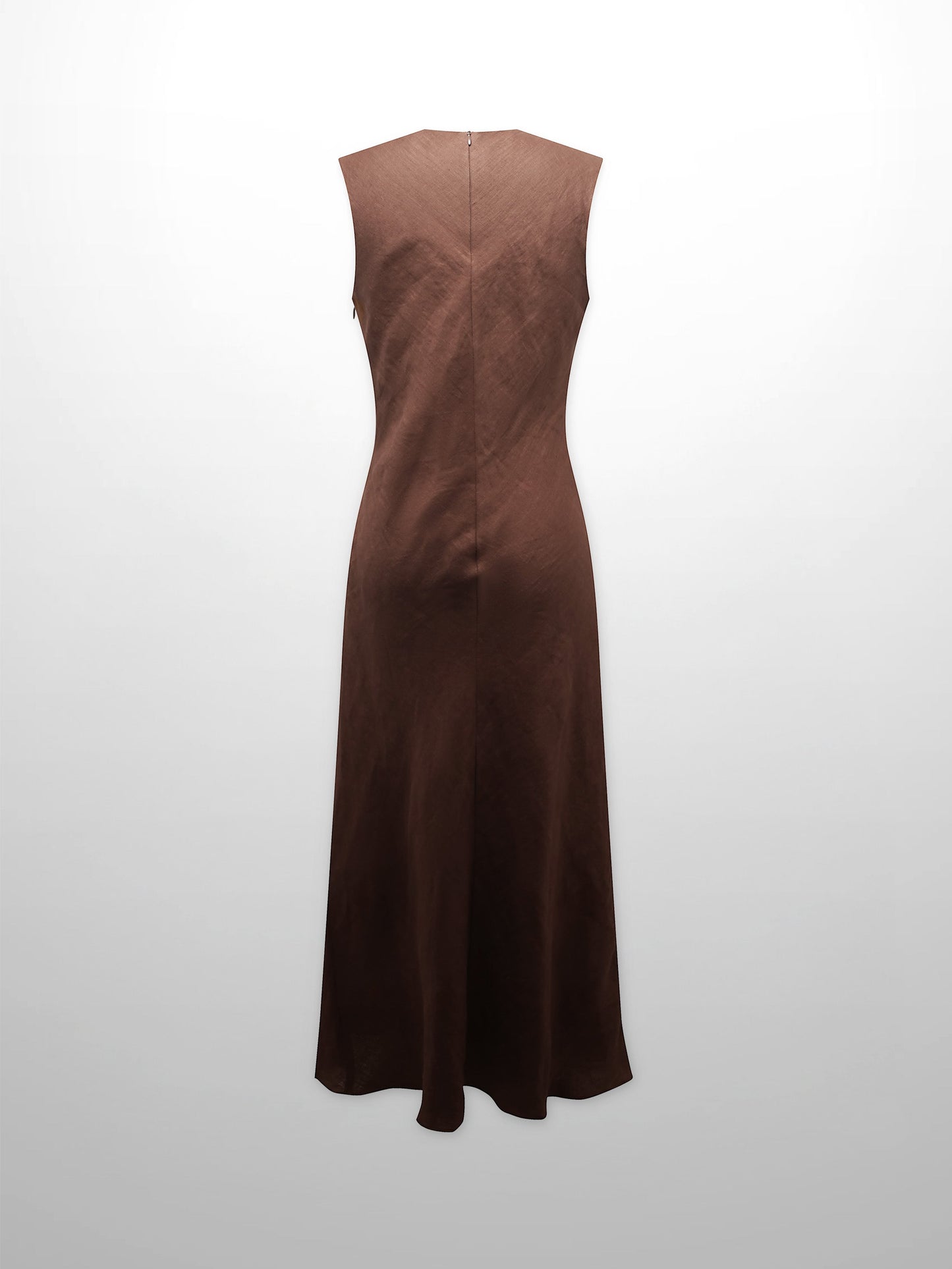 Linen A-Line Slip Dress-Brown-2