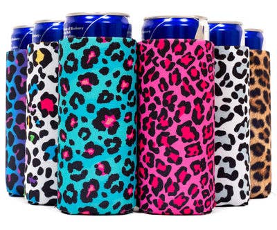 Leopard Print Can Coozie Cooler for SLIM CANS (6 Pack)-0