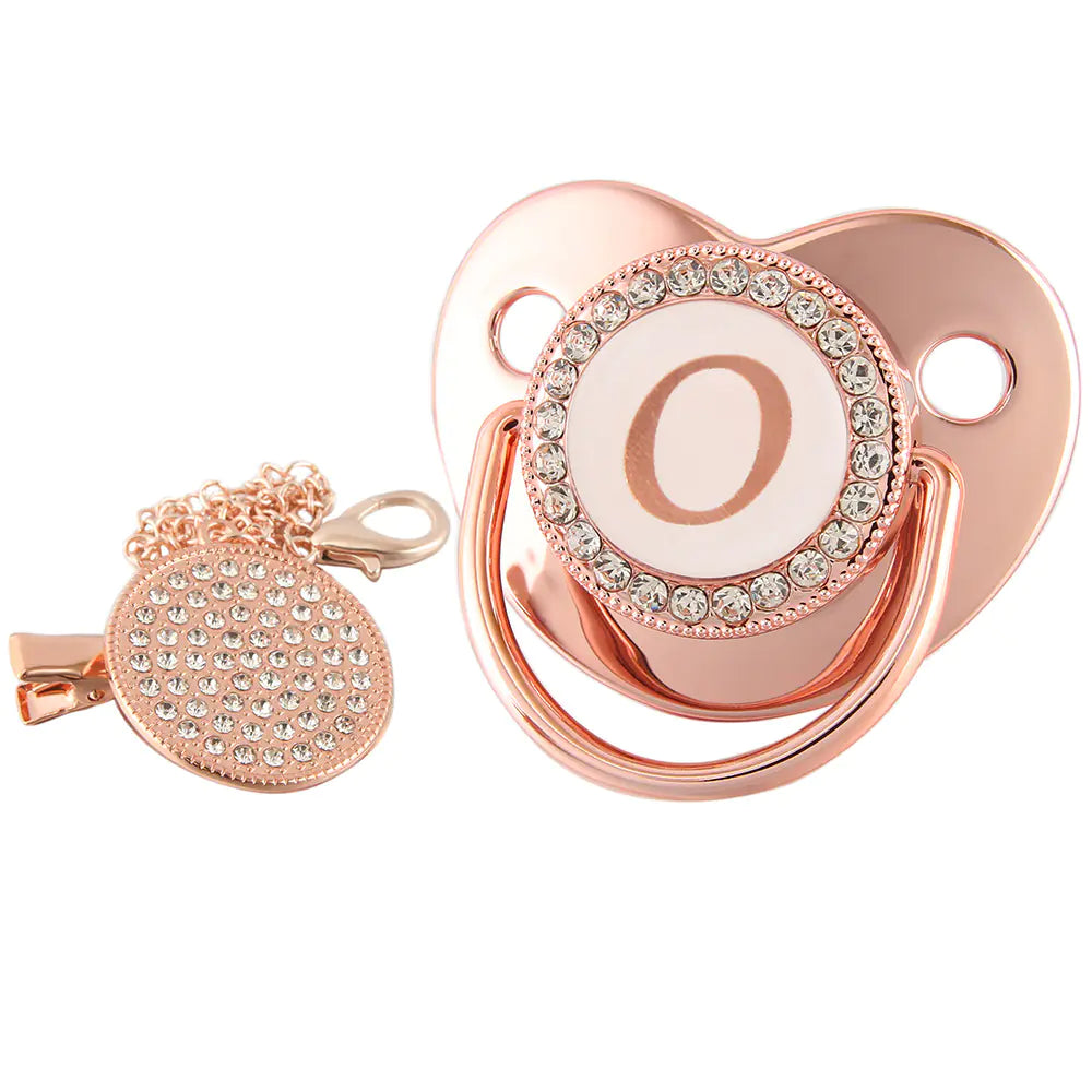 Rose Gold Pacifier with Diamond Chain for Babies