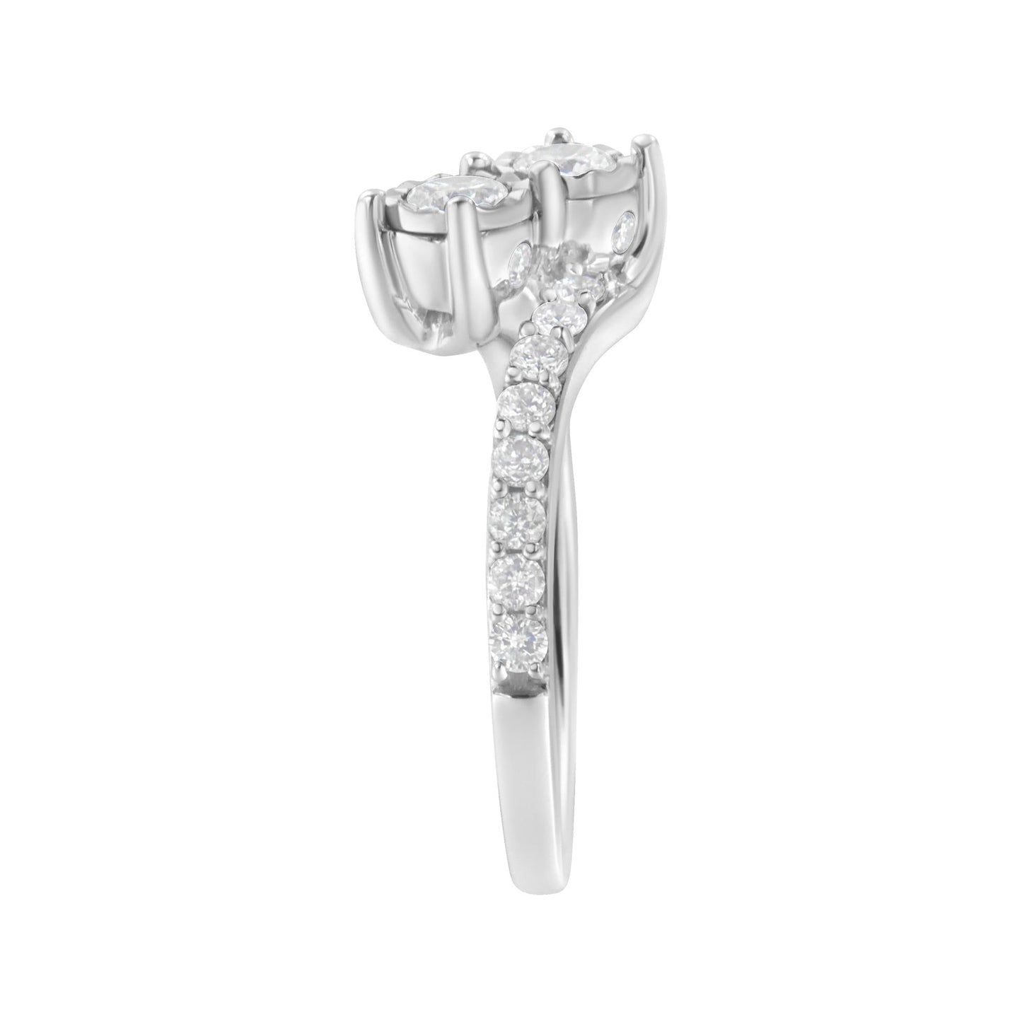 10K White Gold Two-Stone Miracle-Set Diamond Bypass Ring (1 Cttw, H-I Color, I1-I2 Clarity)-4