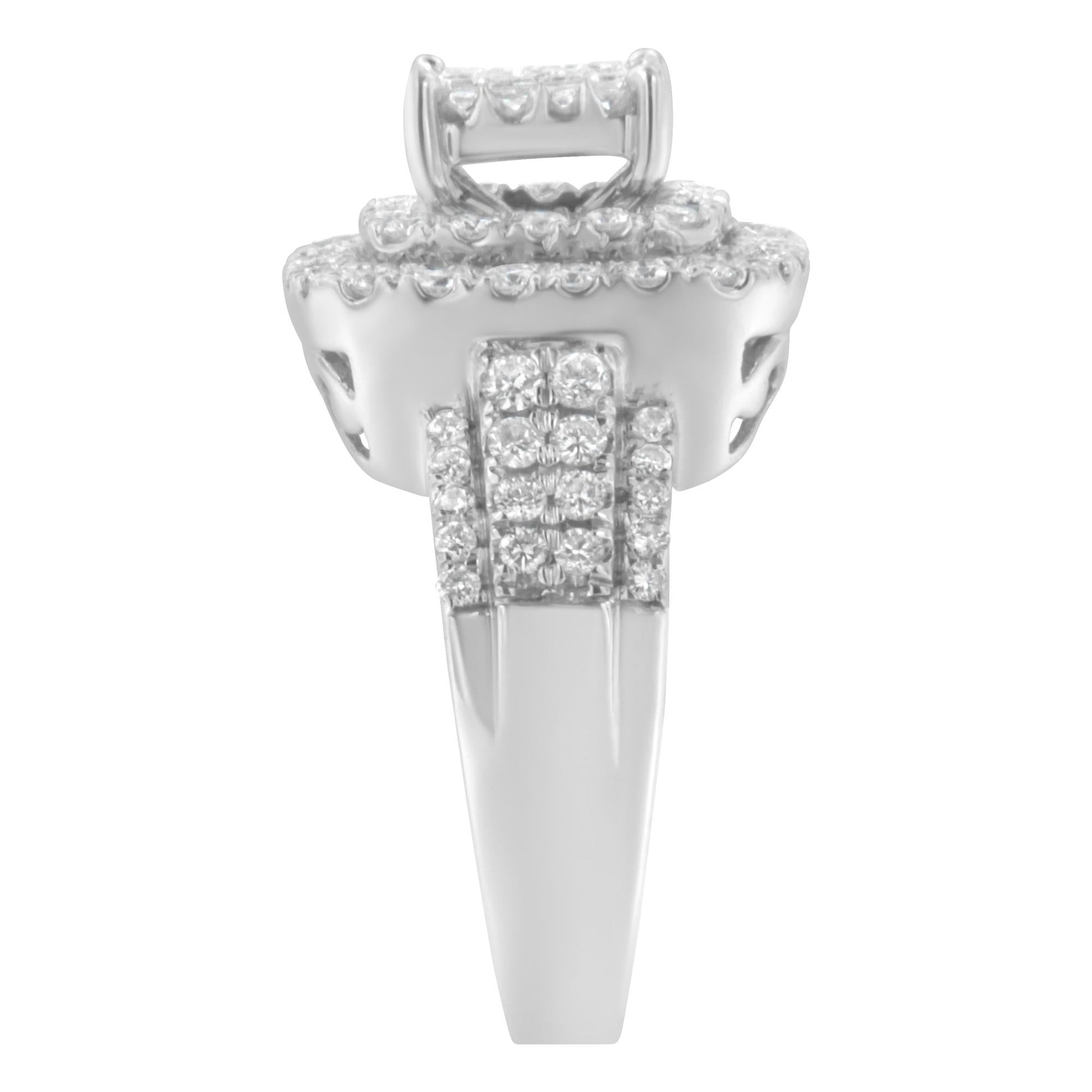 14KT White Gold Diamond Cocktail Ring (1 1/2 cttw, H-I Color, SI2-I1 Clarity)-4