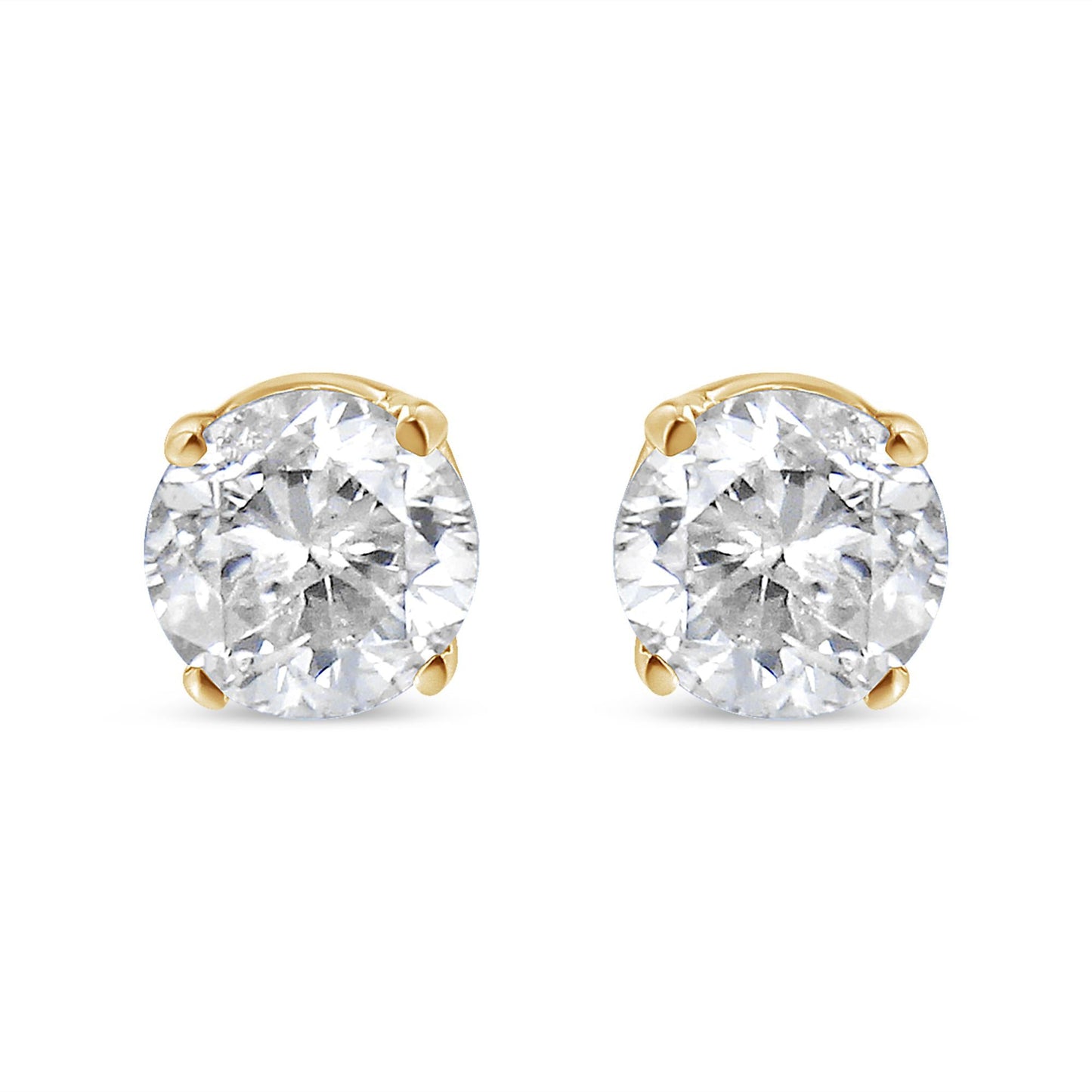 AGS Certified 14K Yellow Gold 1/2 Cttw 4 Prong Set Brilliant Round-Cut Solitaire Diamond Push Back Stud Earrings (O-P, Color, SI2-I1 Clarity)-4