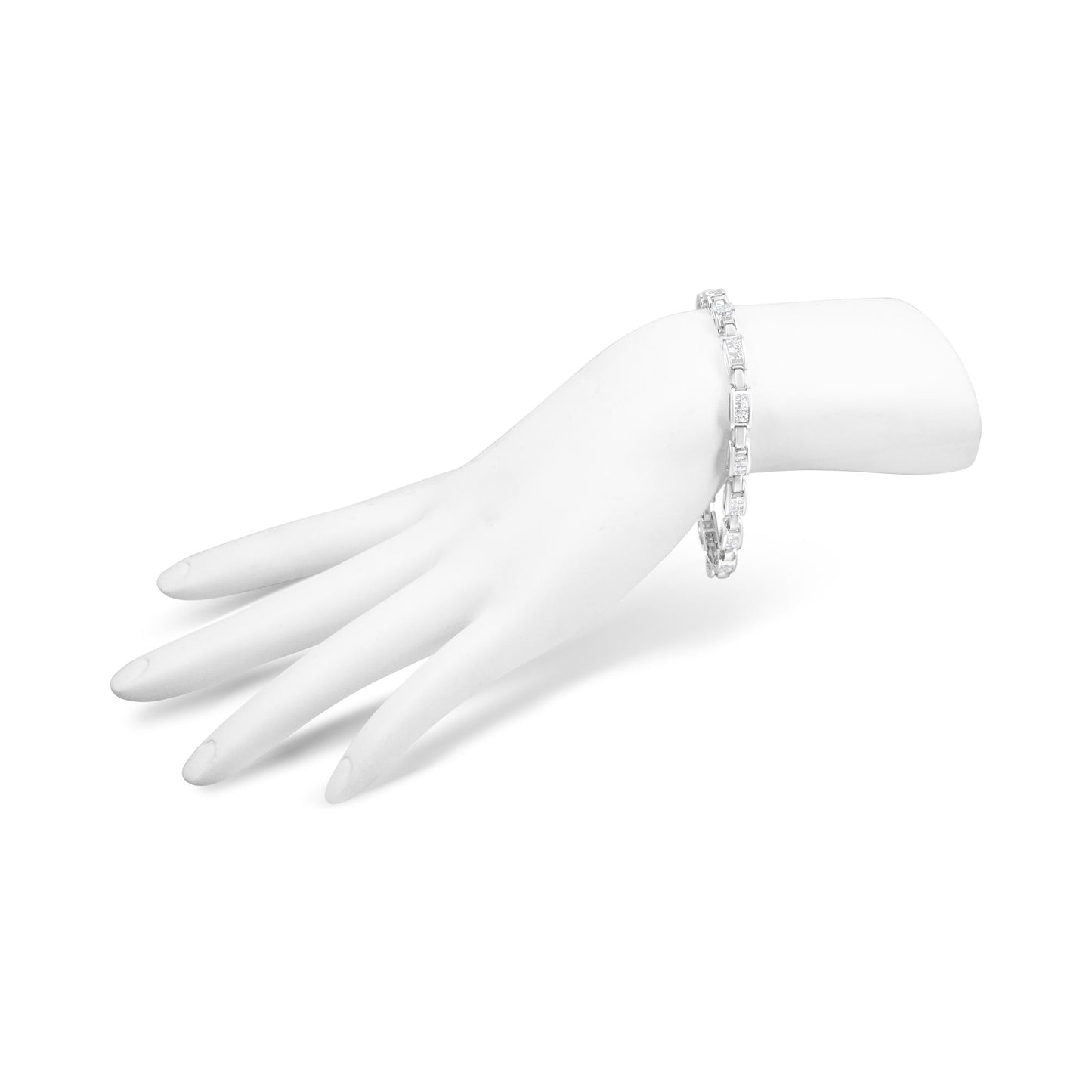 14K White Gold 2.0 Cttw Princess Cut Invisible Set Diamond Rectangular Link Bracelet (I-J Color, I1-I2 Clarity) - 7.25"-4