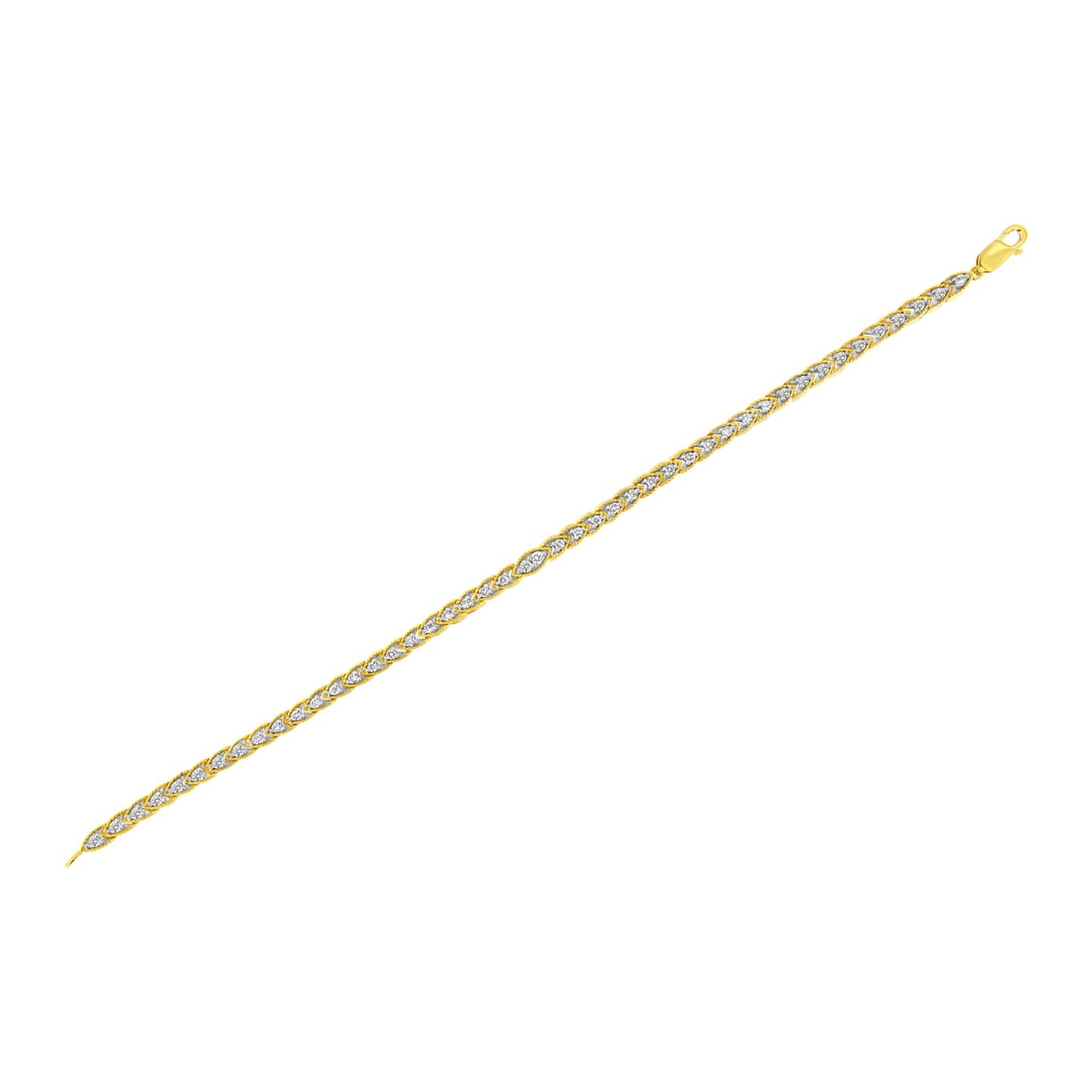 10K Yellow Gold Plated .925 Sterling Silver 1 cttw Prong-Set Diamond Pear Shape Link Bracelet (I-J Color, I1-I2 Clarity) - 7.25"-4