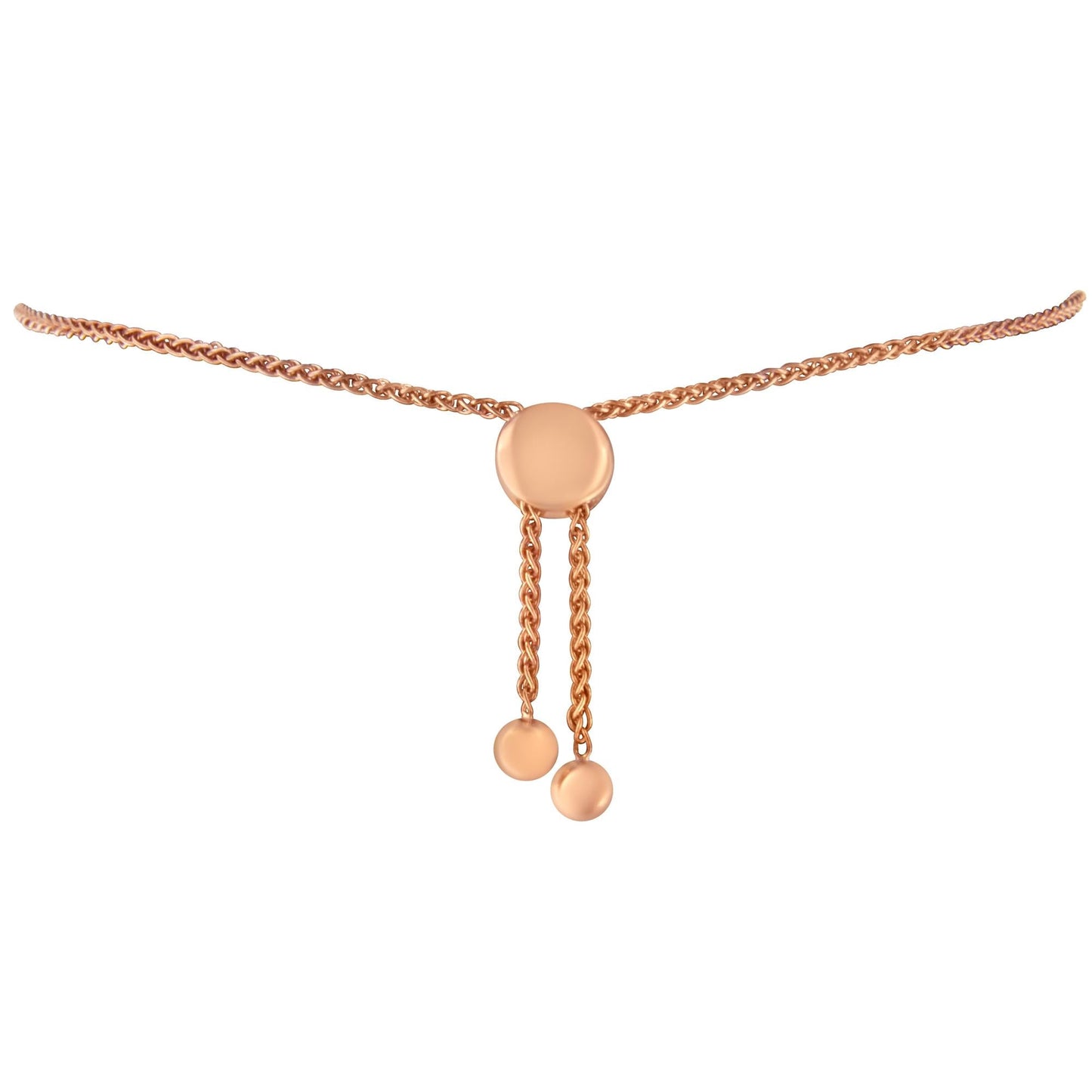14K Rose Gold Plated .925 Sterling Silver Diamond Accent Circle and Heart Link Adjustable 6”-10” Bolo Bracelet (I-J Color, I3 Clarity)-4