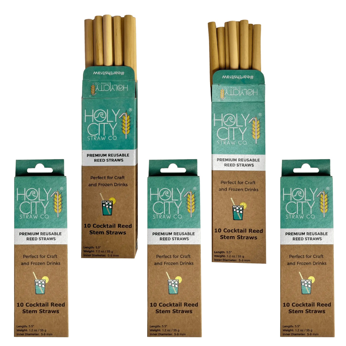 5.5" Jumbo Reed Straws | 10ct. | 5 Pack Bundle-4