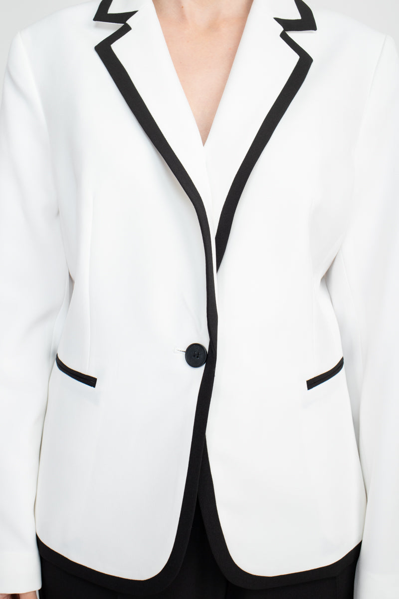 Le Suit Notched Collar One Button Closure Contrast Trim with Matching Pant-4