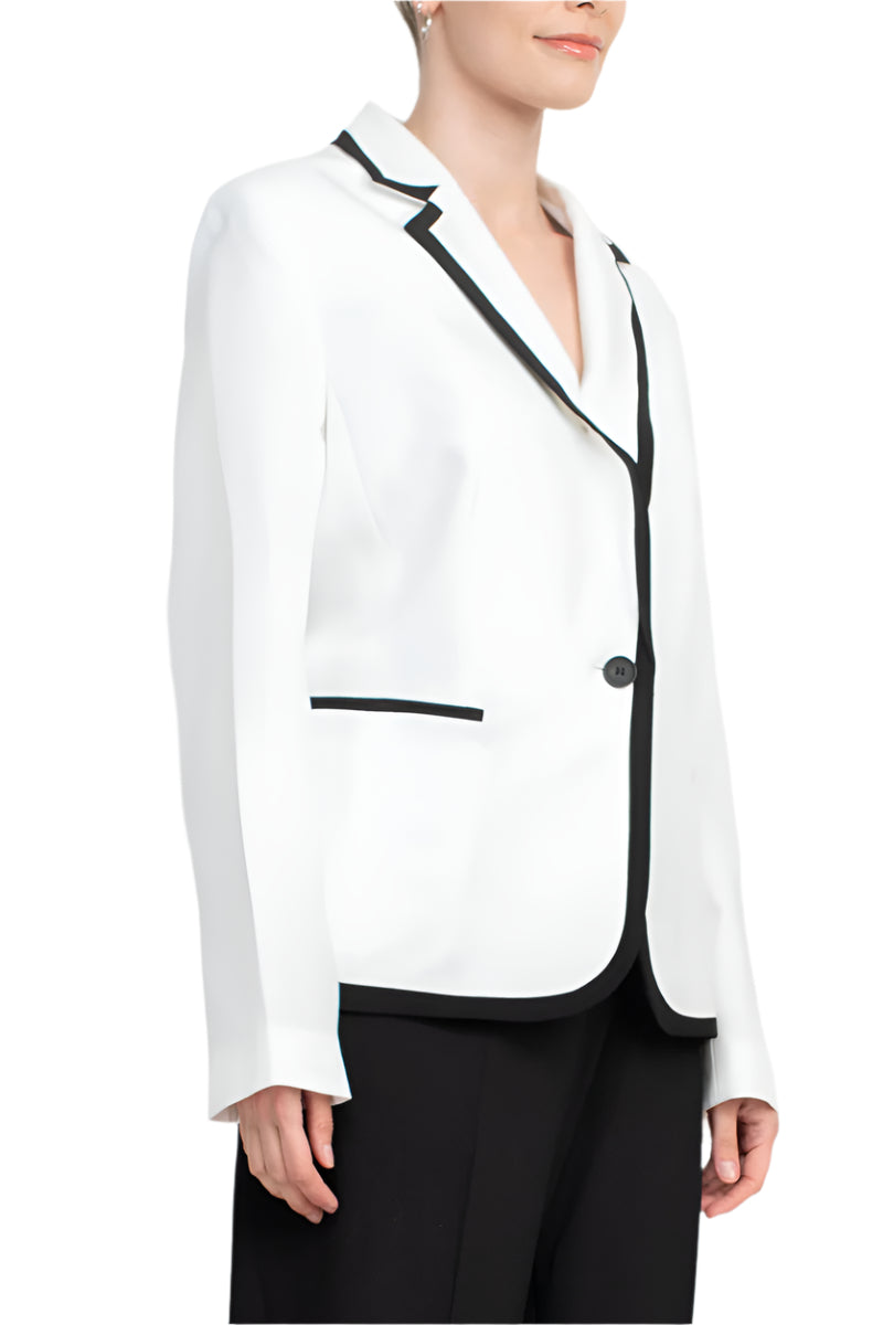 Le Suit Notched Collar One Button Closure Contrast Trim with Matching Pant-2