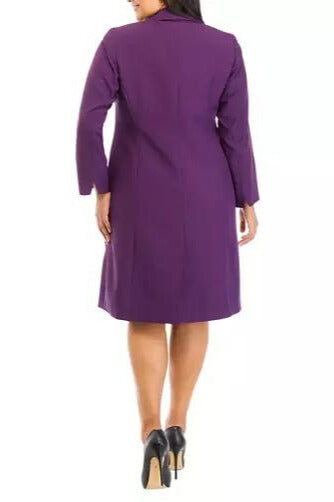 Le Suit Crepe Long Coat Sheath Dress (Plus Size) - Wholesale-1
