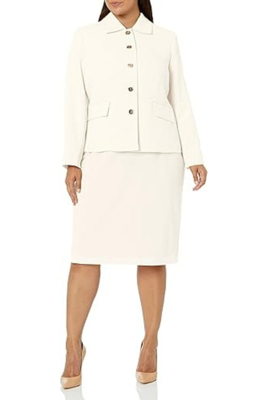 Le Suit Jacket and Skirt Suit (Plus Size)-0