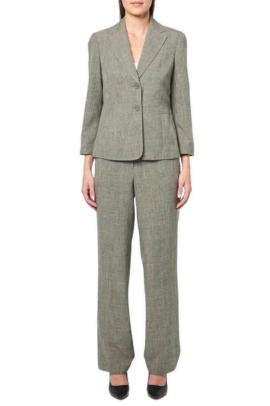 Le Suit Standard Notch Lapel Two Front Button Closure Blazer and Straight-Leg Trousers Pantsuits-0