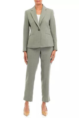 Le Suit One-Button Suit Jacket Long Sleeves and Seam Pockets Trouser Pants-0