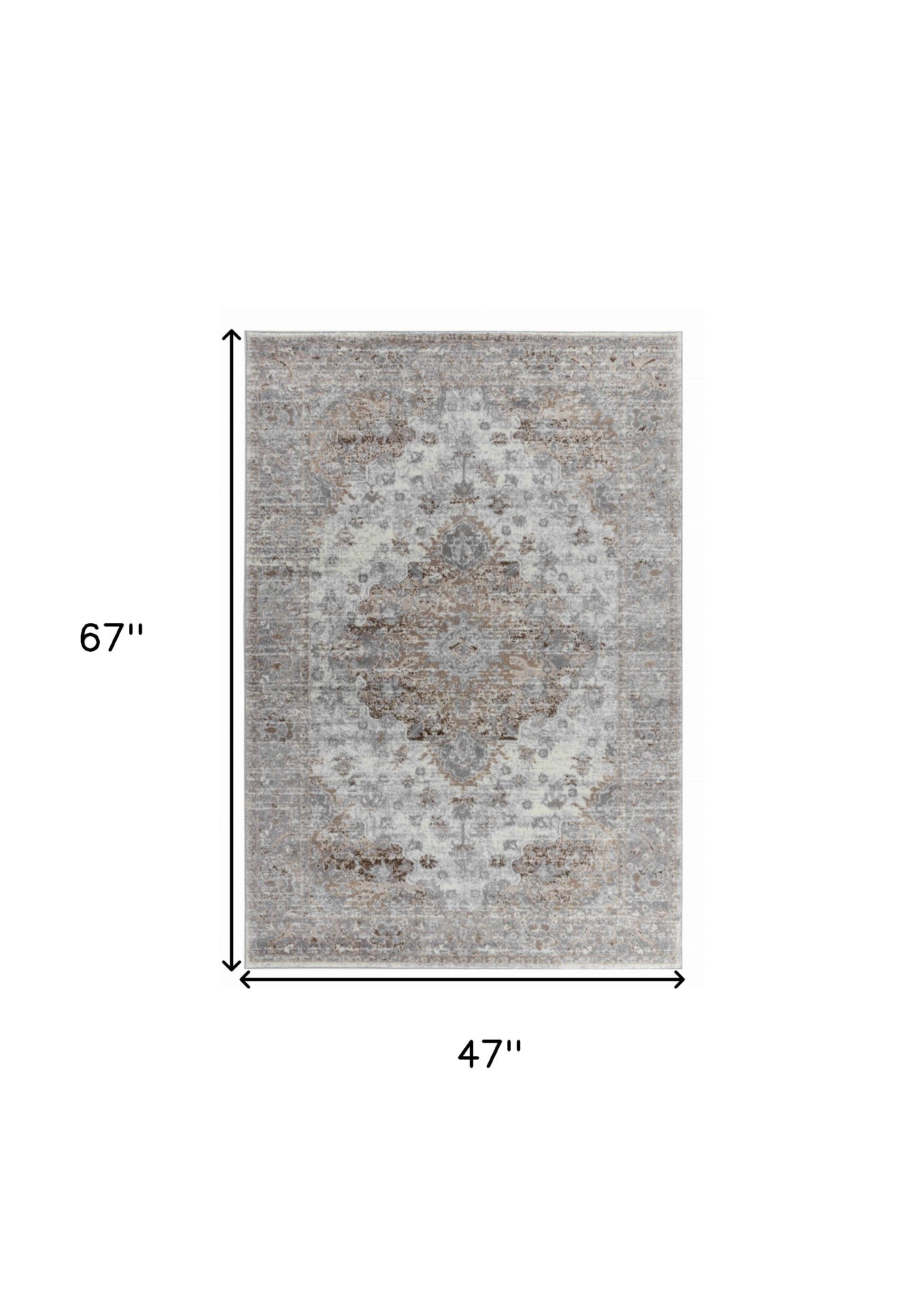4' X 6' Brown Oriental Area Rug-2