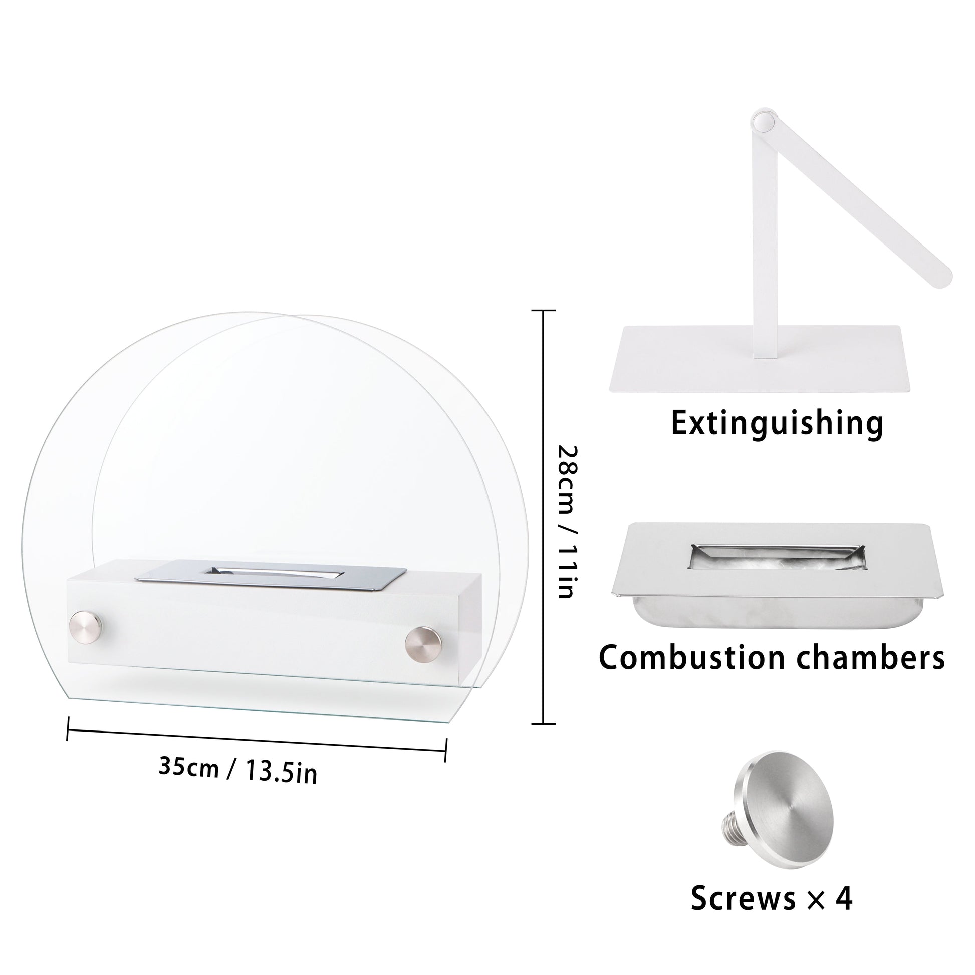 4" x 14" x 11" Fire Burning Fireplace(White)-4