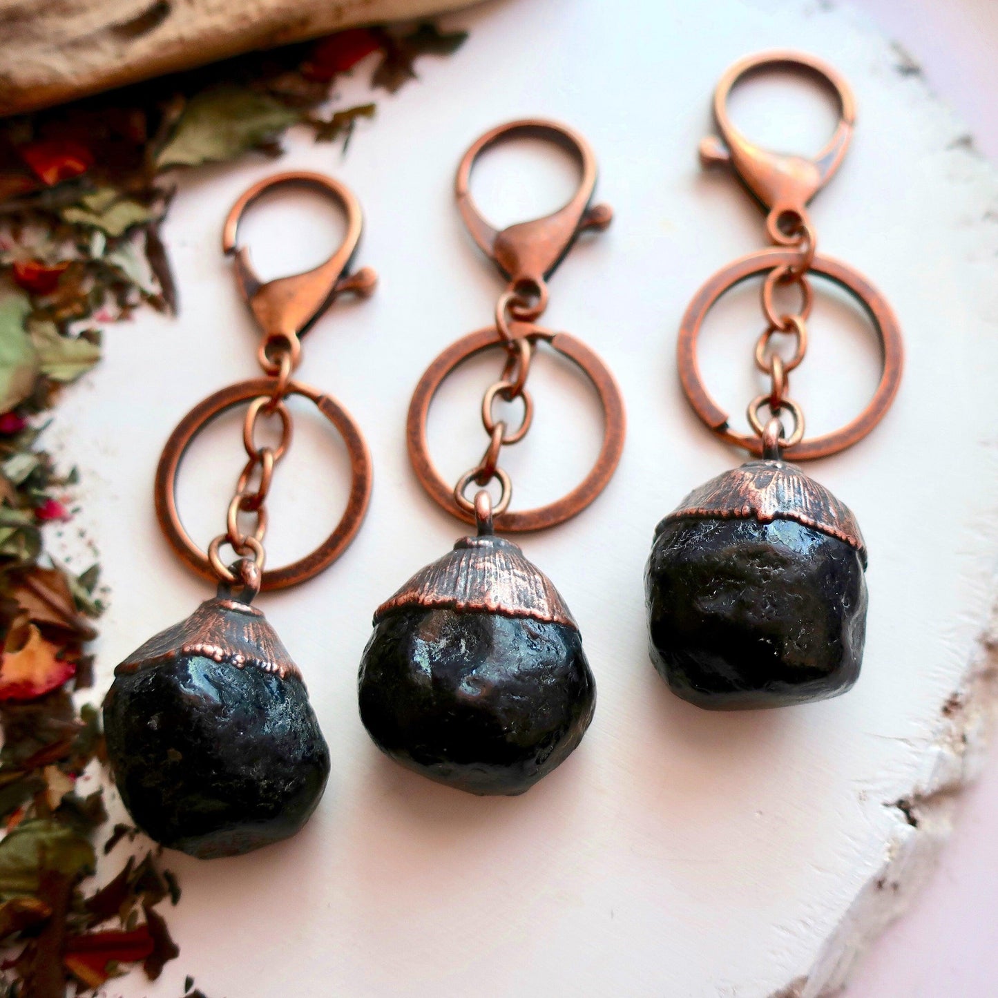 Apache Tear Copper Keychain - Boho | Handmade by Blackbird & Sage-2