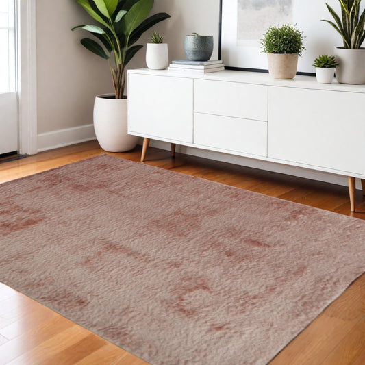 4' X 6' Pink Shag Tufted Handmade Area Rug-0