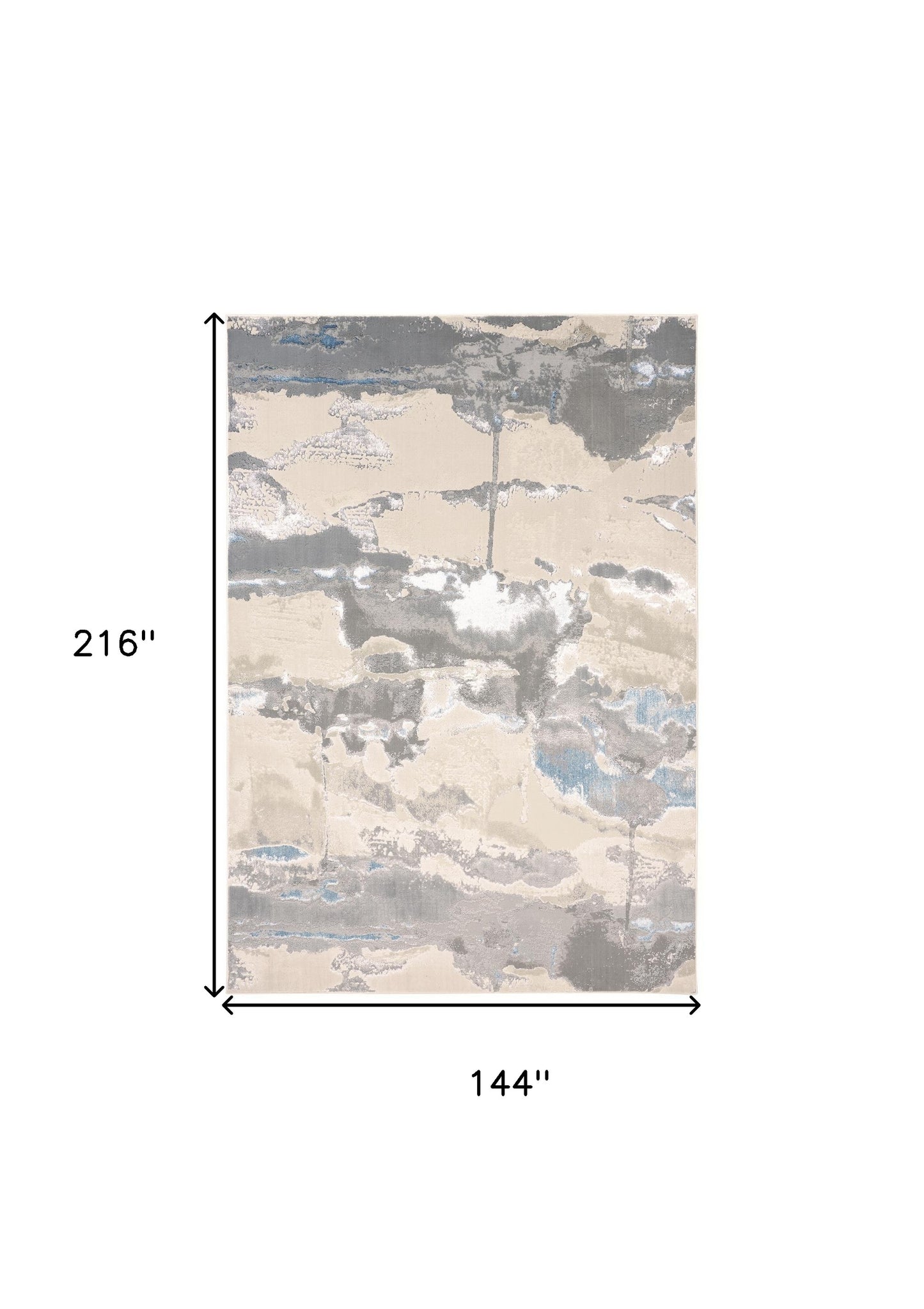 12' X 18' Gray Ivory And Blue Abstract Area Rug-2