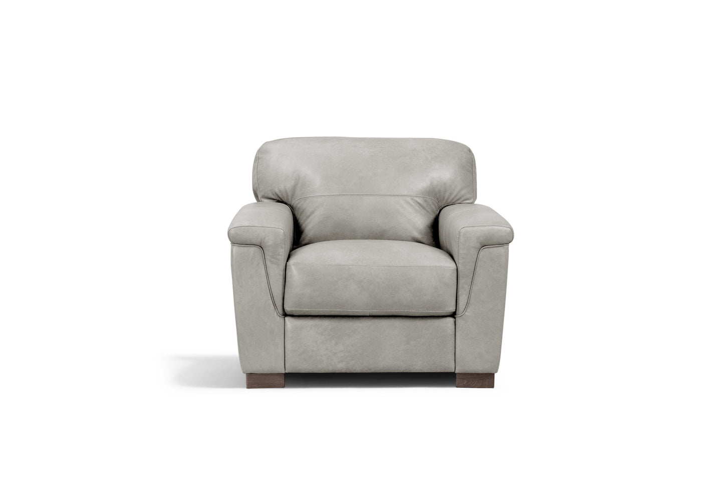 43" Gray and Brown Genuine Leather Arm Chair-0