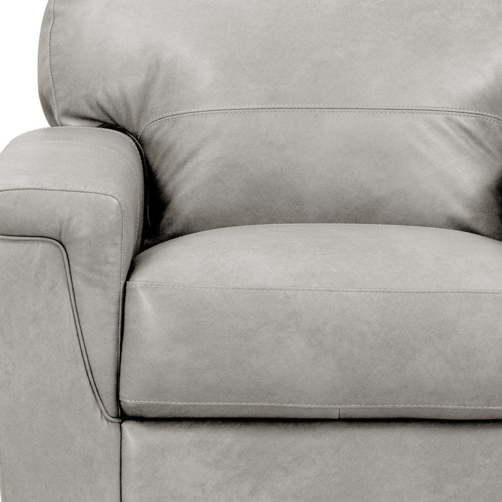 43" Gray and Brown Genuine Leather Arm Chair-4