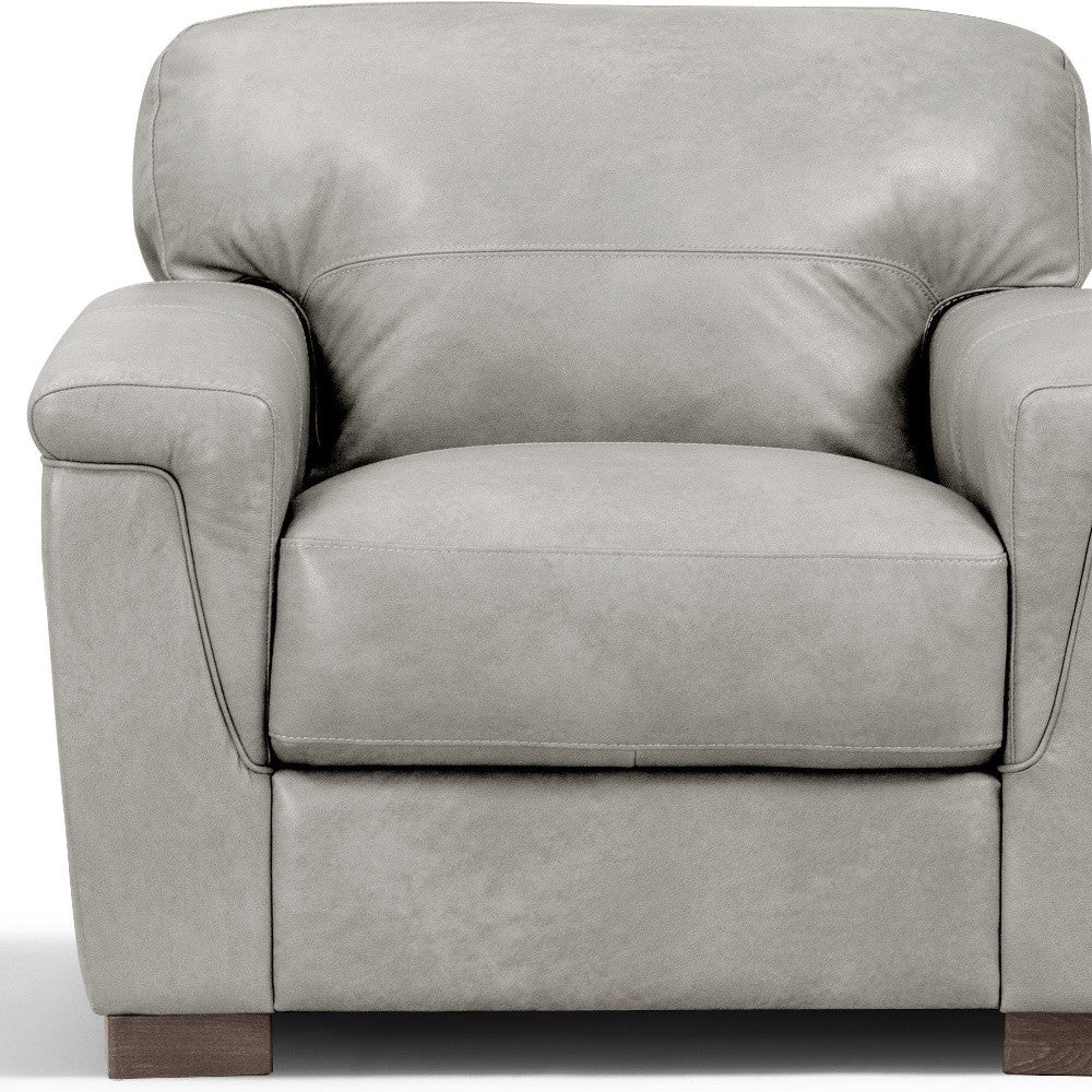 43" Gray and Brown Genuine Leather Arm Chair-2