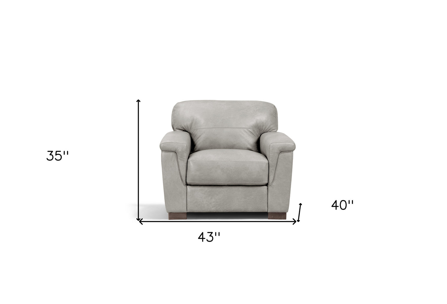 43" Gray and Brown Genuine Leather Arm Chair-5