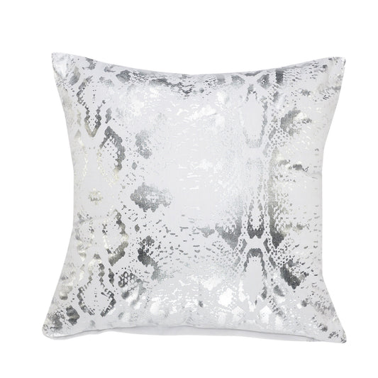 20" X 20" White And Silver 100% Cotton Animal Print Zippered Pillow-0