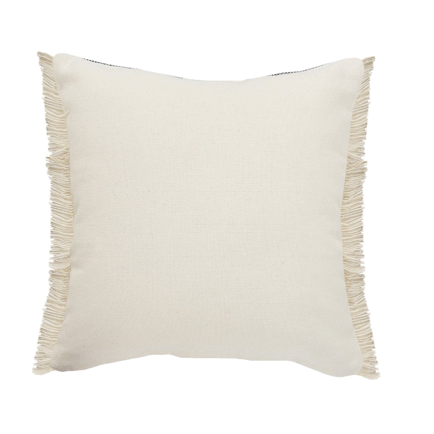 24" Black And Tan Striped Cotton And Jute Throw Pillow With Fringe-5