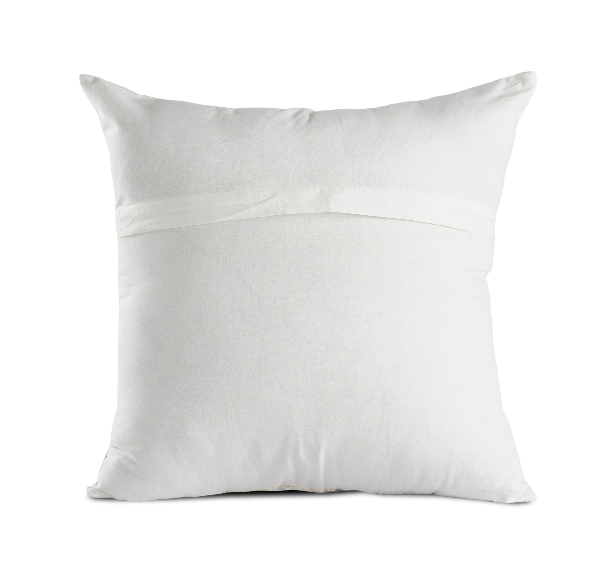 20" X 20" Beige Gray And Off-White 100% Cotton Patchwork Zippered Pillow-0