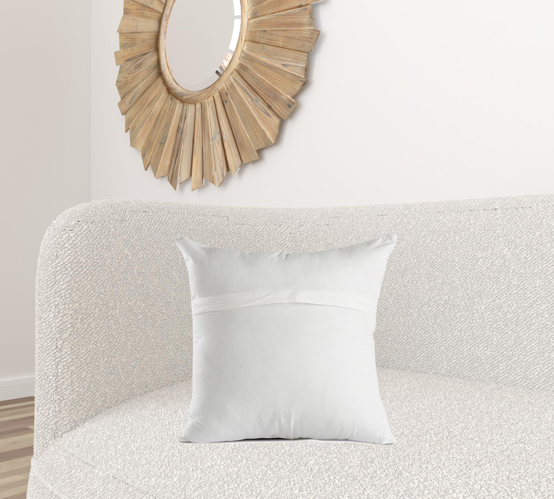 20" X 20" Beige Gray And Off-White 100% Cotton Patchwork Zippered Pillow-3