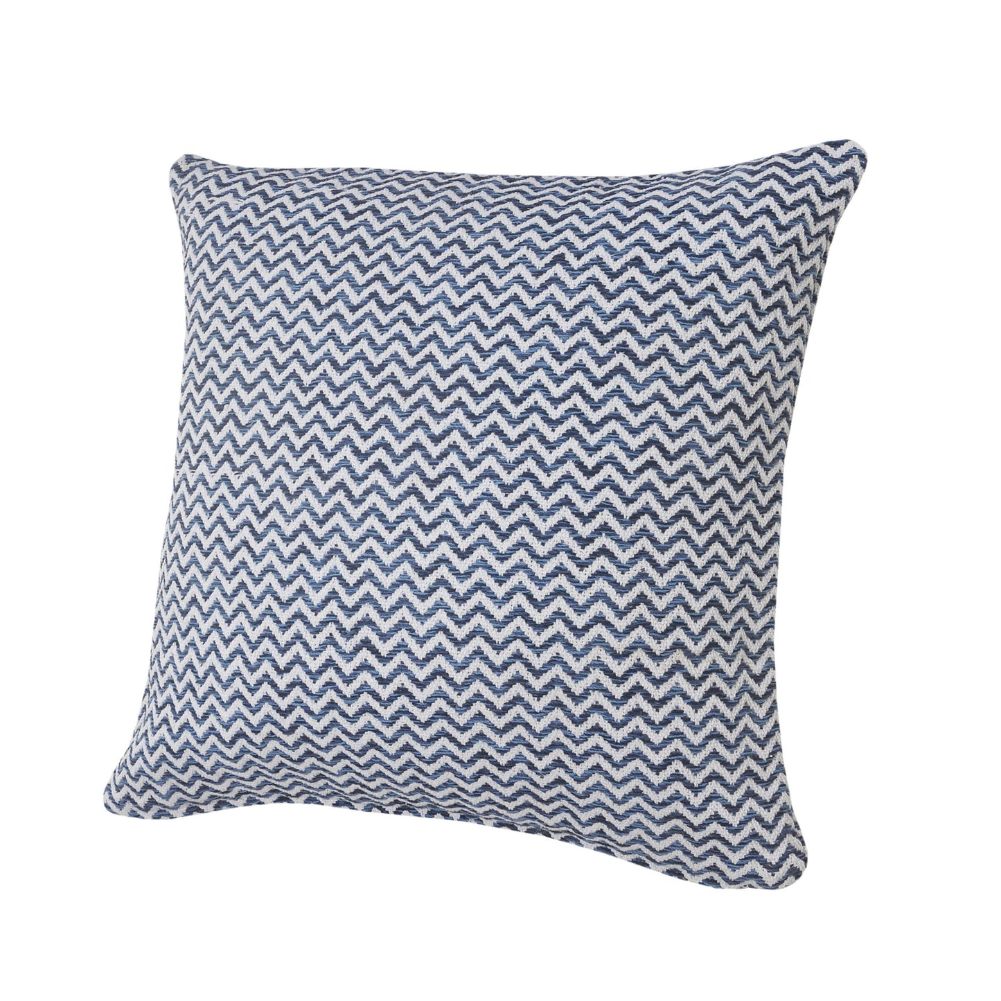 22" X 22" Navy Blue And White 100% Cotton Chevron Zippered Pillow-3