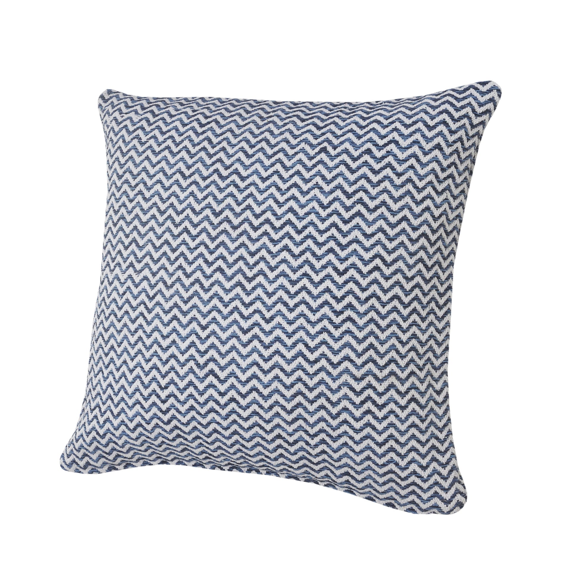 22" X 22" Navy Blue And White 100% Cotton Chevron Zippered Pillow-3