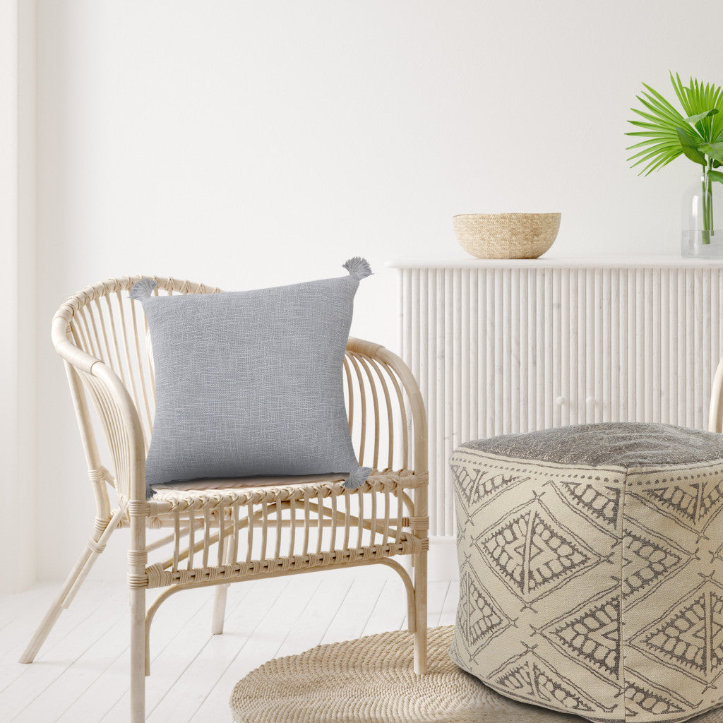 20" X 20" Light Gray 100% Cotton Zippered Pillow-7