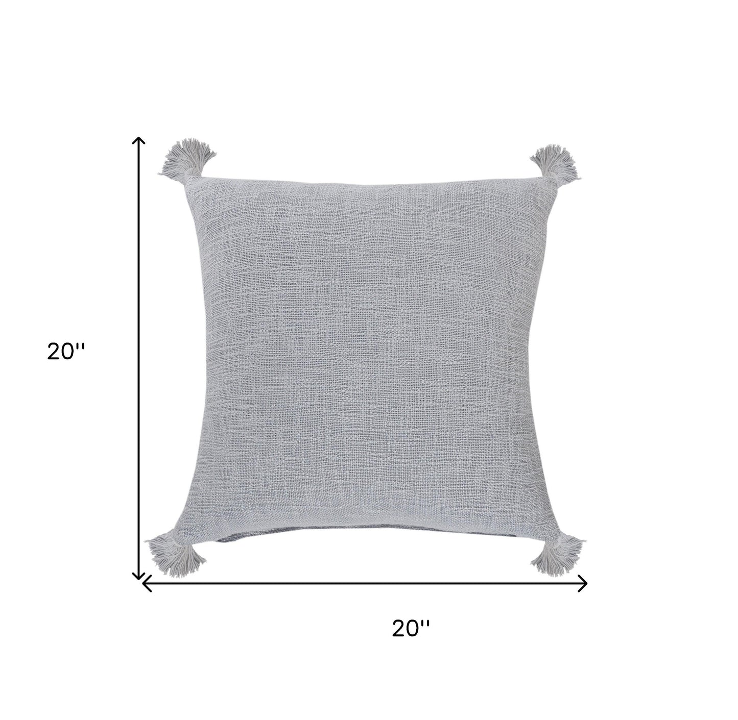 20" X 20" Light Gray 100% Cotton Zippered Pillow-8