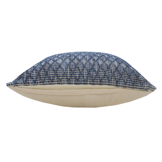 20" X 20" Blue 100% Cotton Geometric Zippered Pillow-0