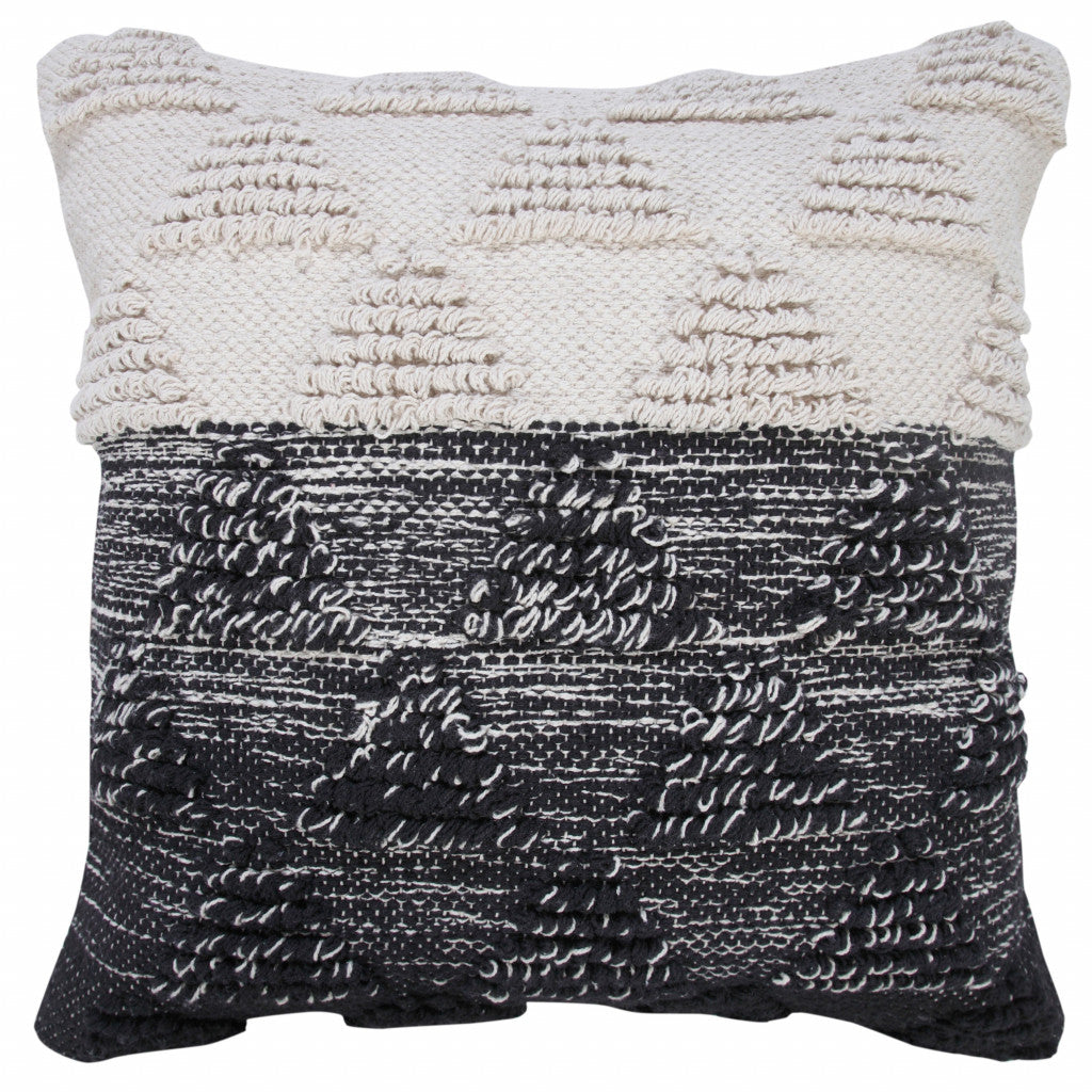 20" X 20" Black And Off-White 100% Cotton Geometric Zippered Pillow-0