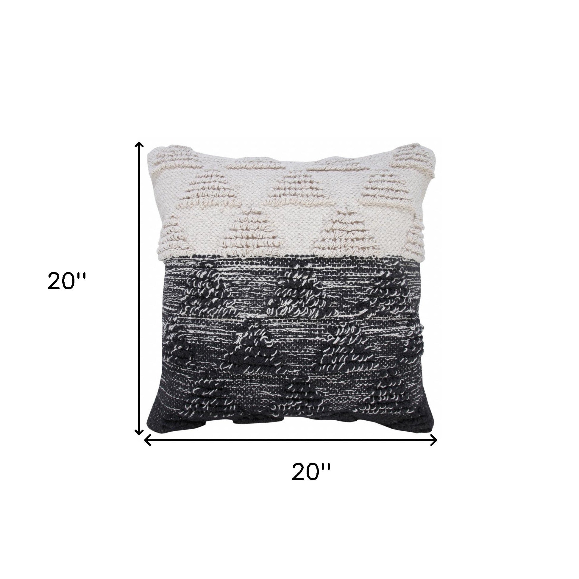 20" X 20" Black And Off-White 100% Cotton Geometric Zippered Pillow-8