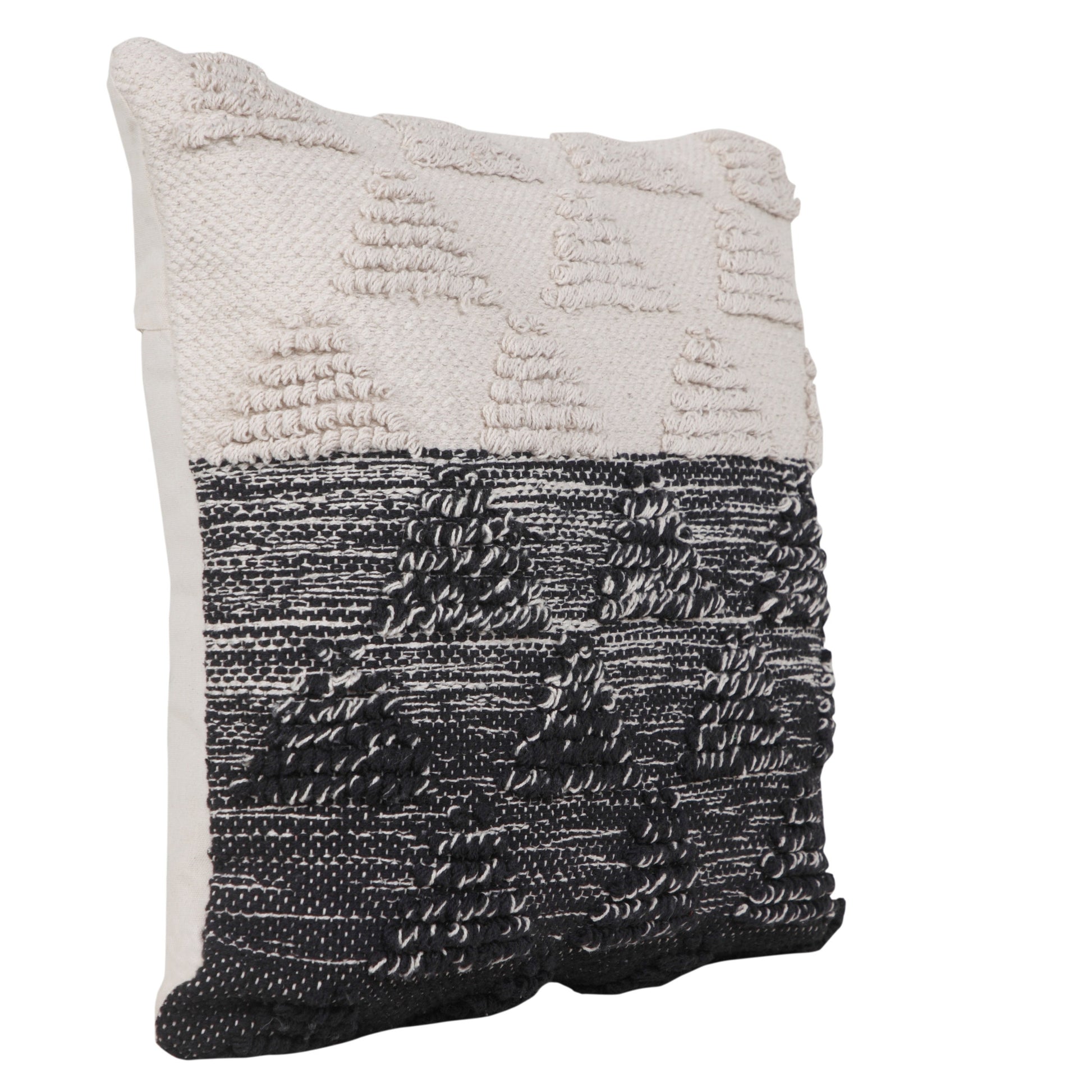 20" X 20" Black And Off-White 100% Cotton Geometric Zippered Pillow-1