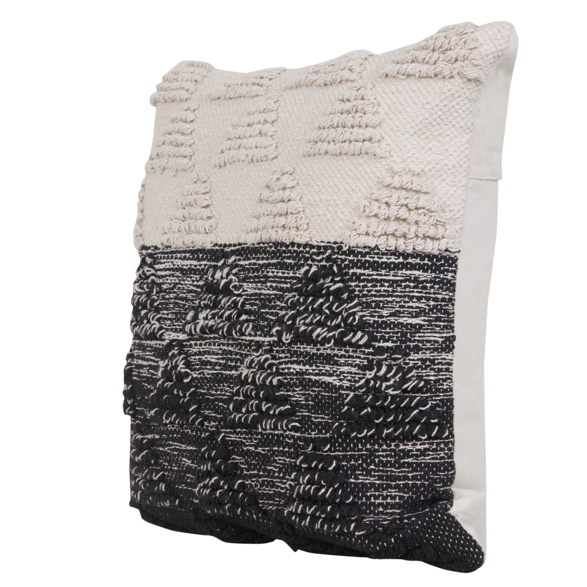 20" X 20" Black And Off-White 100% Cotton Geometric Zippered Pillow-2