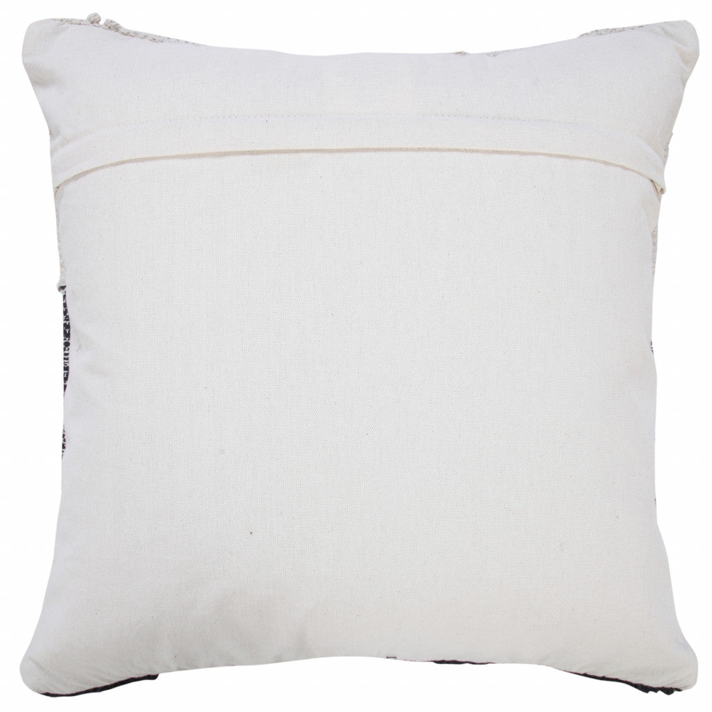 20" X 20" Black And Off-White 100% Cotton Geometric Zippered Pillow-4