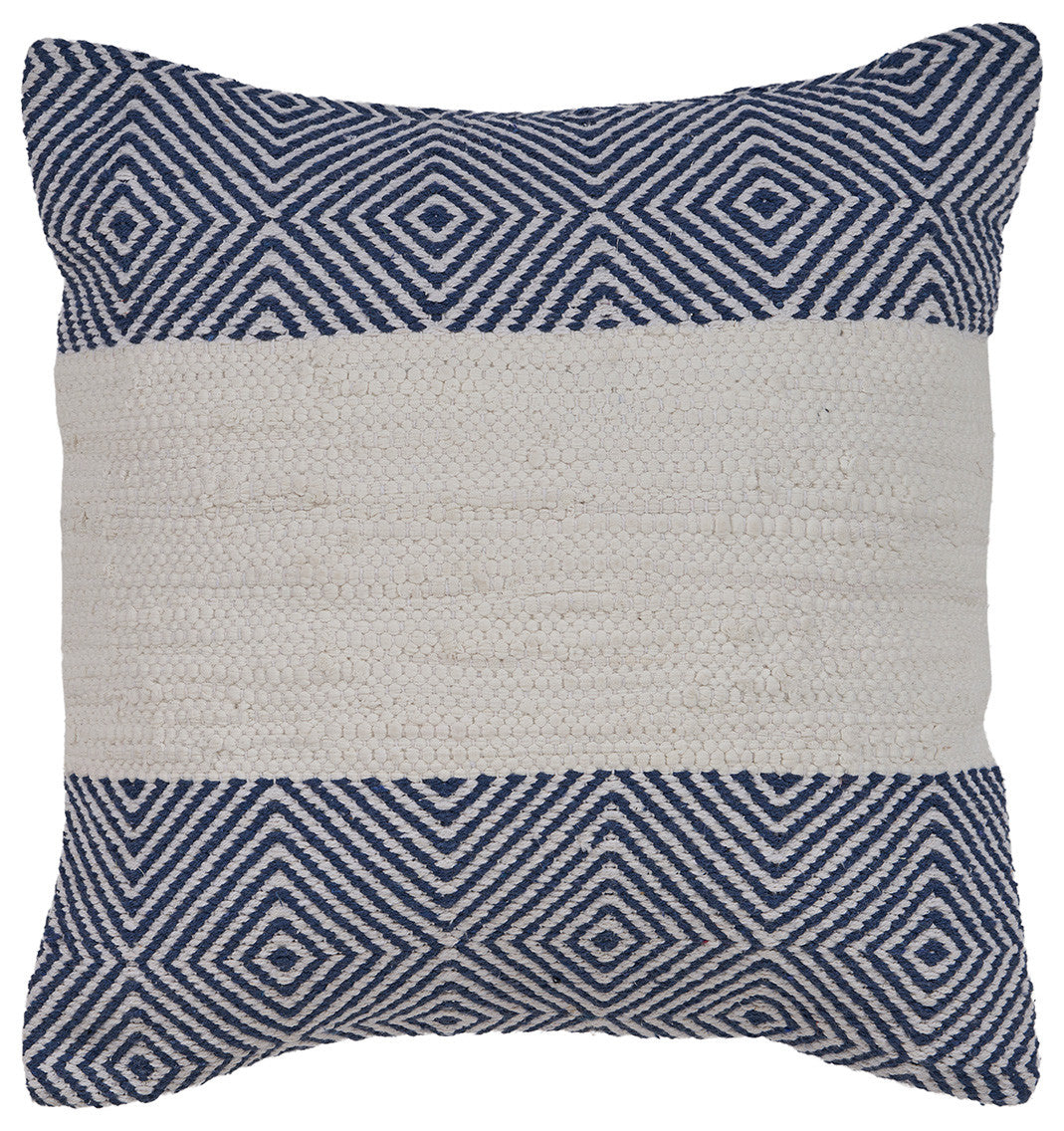 18" Blue and Ivory Throw Pillow-0