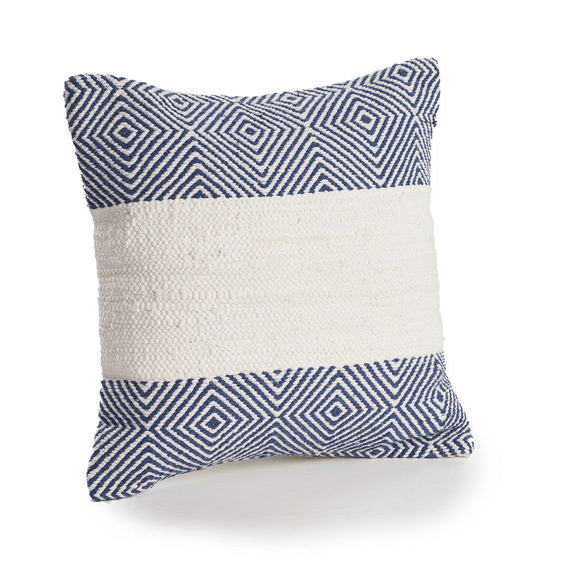 18" Blue and Ivory Throw Pillow-1