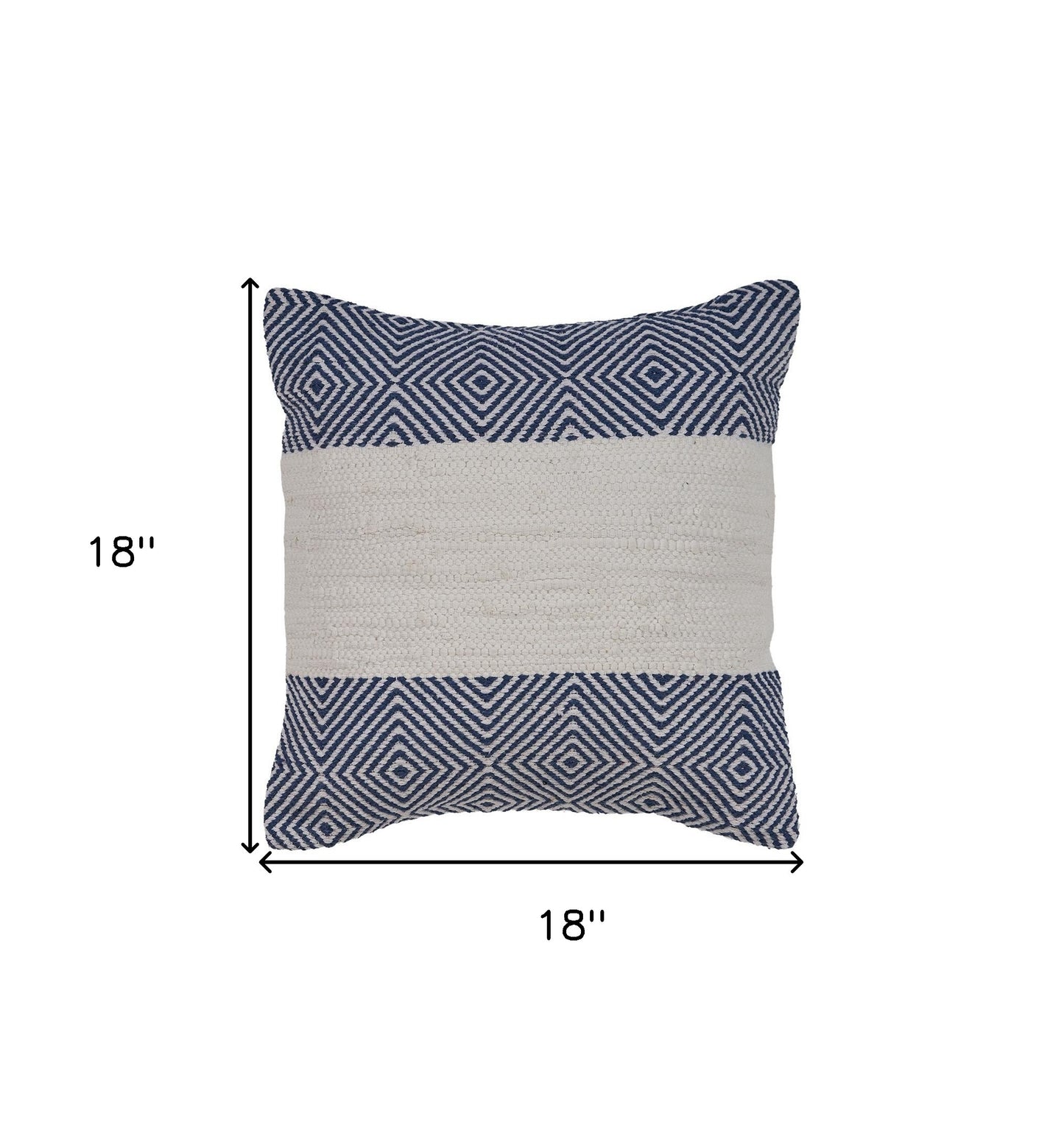 18" Blue and Ivory Throw Pillow-4