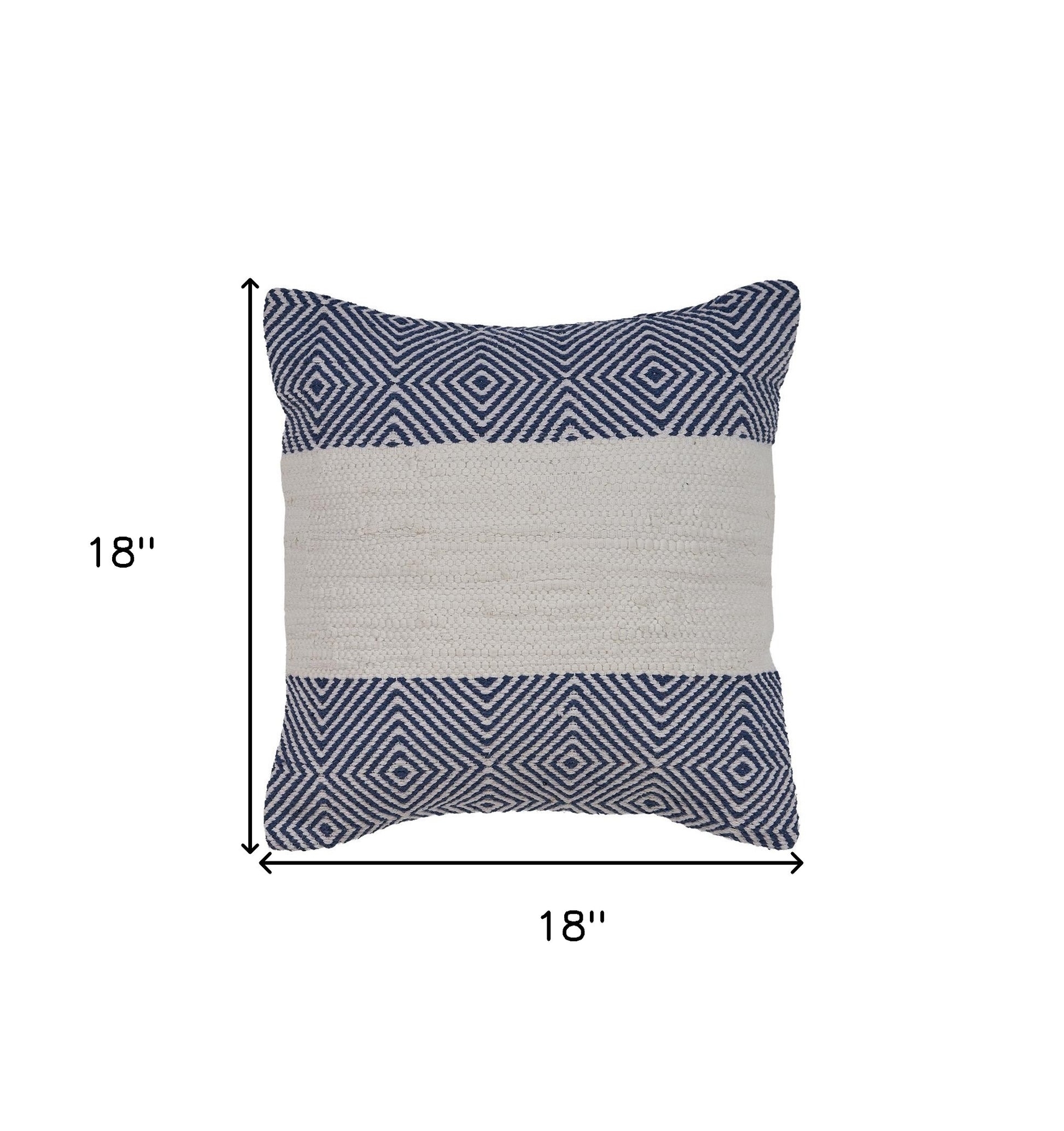 18" Blue and Ivory Throw Pillow-4