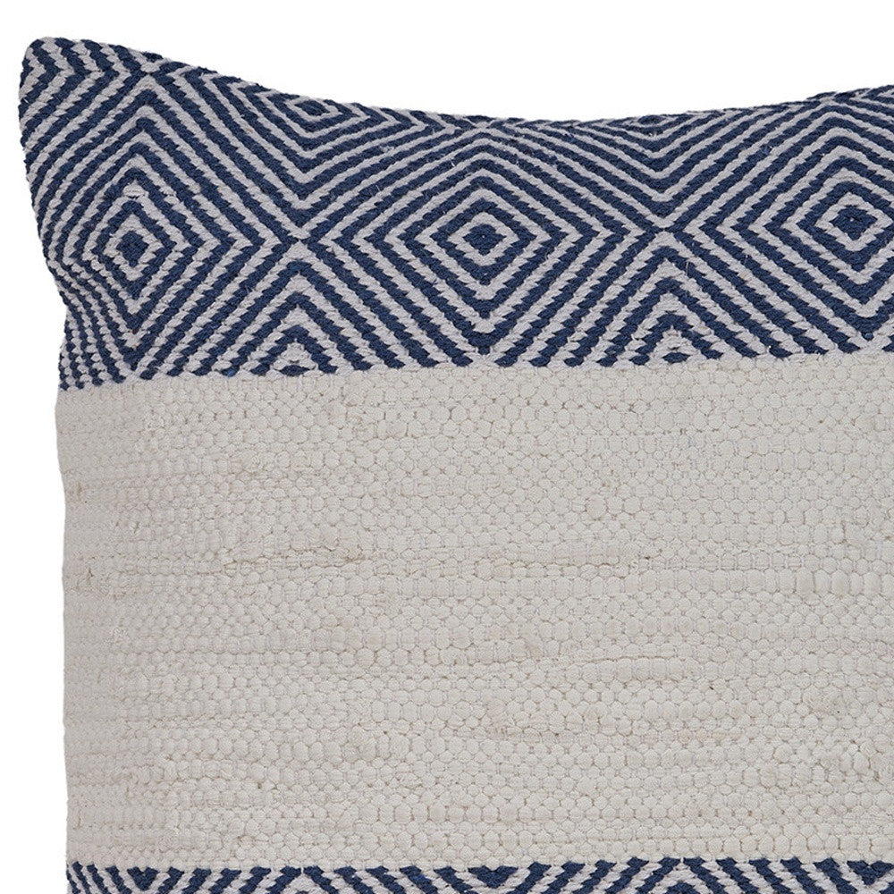 18" Blue and Ivory Throw Pillow-3