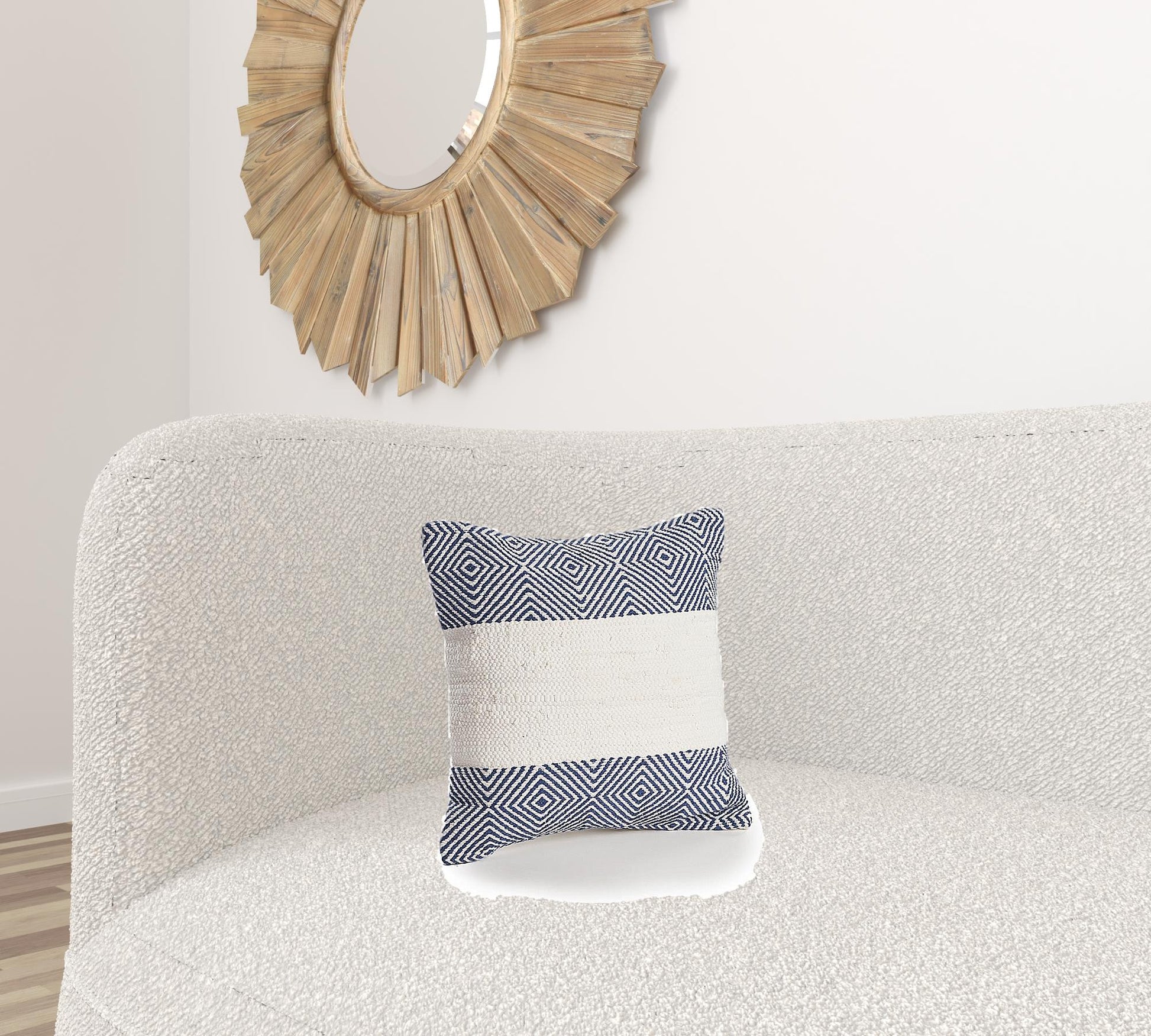 18" Blue and Ivory Throw Pillow-2