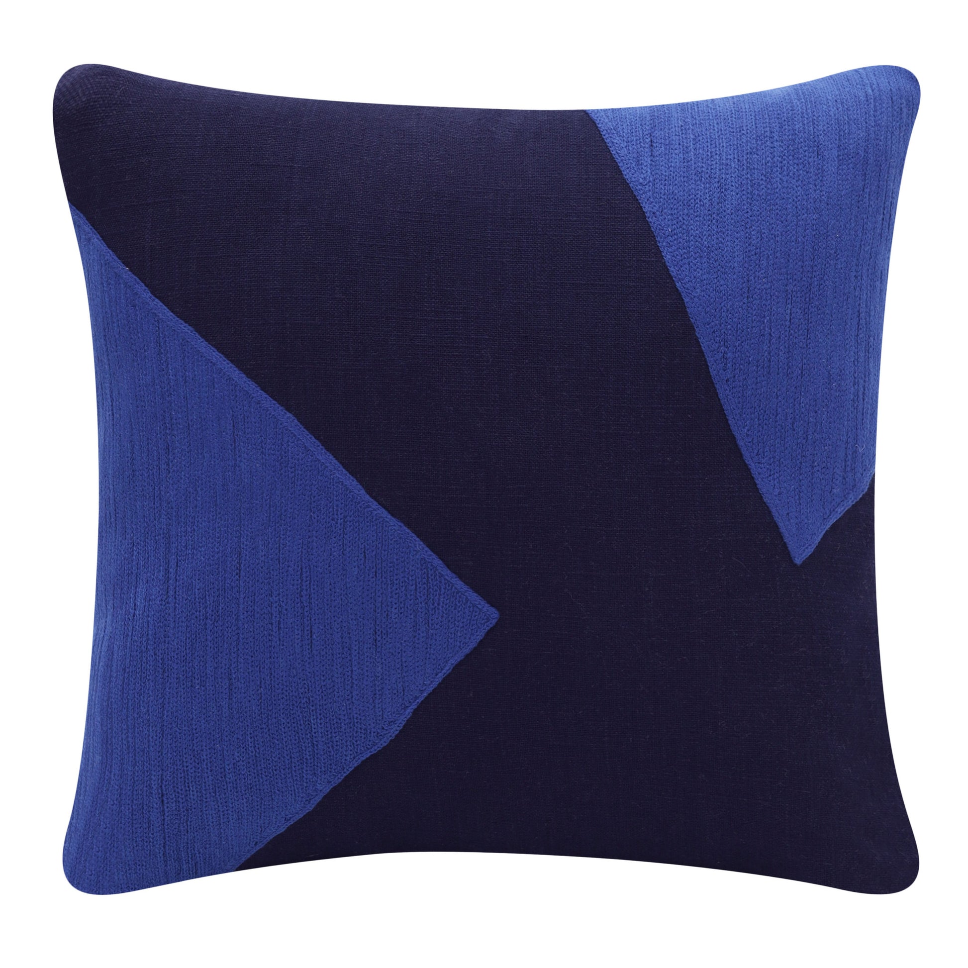 20" X 20" Cobalt Blue And Navy 100% Cotton Abstract Zippered Pillow-0
